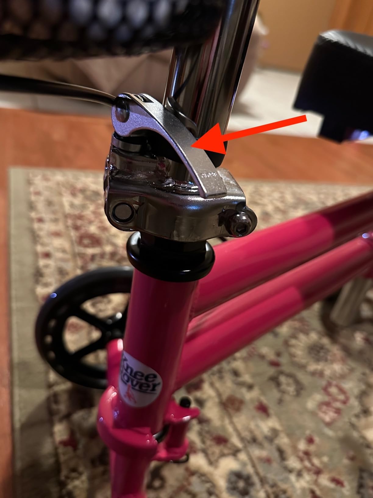 KneeRover Steerable Knee Scooter - Foldable Mobility Aid & Knee Walker with Basket for Adults, Adjustable Handlebar and Comfortable Knee Pad (Hot Pink) customer photo 2