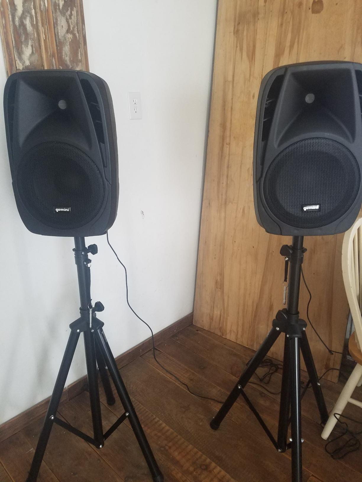 Gemini Portable PA System with Stands Bluetooth Speaker System with 6-Channel Mixer, Dual 10