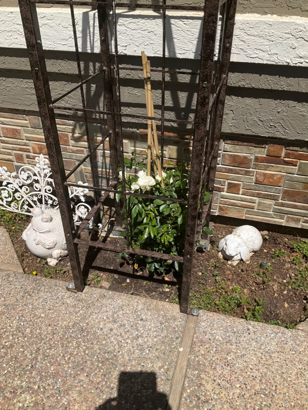 H Potter Garden Obelisk Trellis 7.5 FT Tall - 77-Lb Heavy Duty Iron for Climbing Roses, Clematis, Jasmine - Decorative Finial, Ground Spikes Included, Freestanding customer photo 2