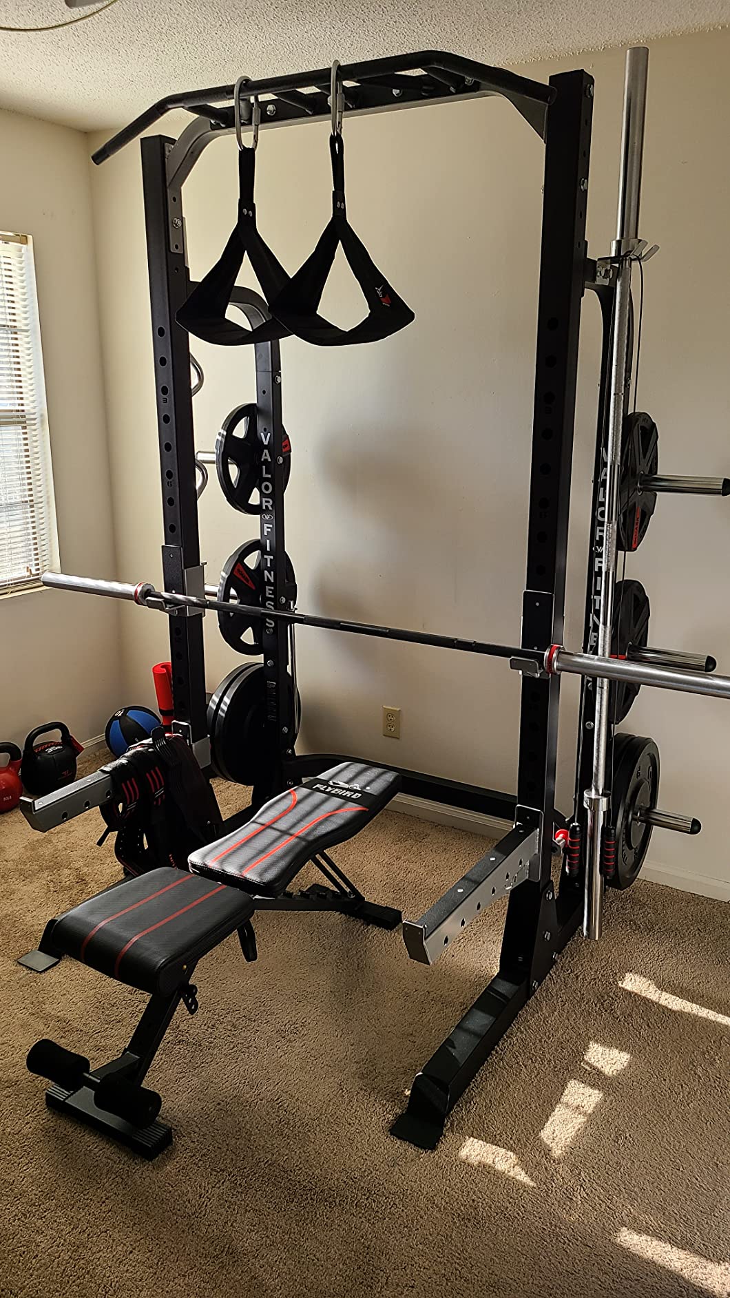 Valor Fitness Half Rack Squat Machine - 5 Position Multi-Grip Pull Up Station - Adjustable Height, Plate Storage, Bar Storage and Resistance Band Pegs - 750lbs.- Optional Weightlifting Platform Bundle customer photo 1