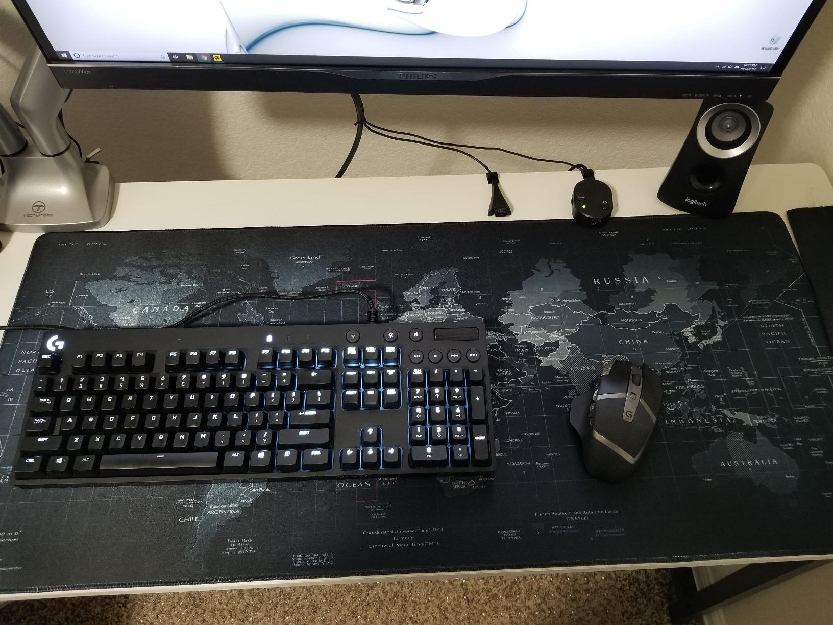 JIALONG Large Gaming Mouse Pad Desk Mat Extended Mousepad 35.4 x 15.7 inches with Non-Slip Keyboard Pad for Laptop, Computer and PC - Black World Map customer photo 1