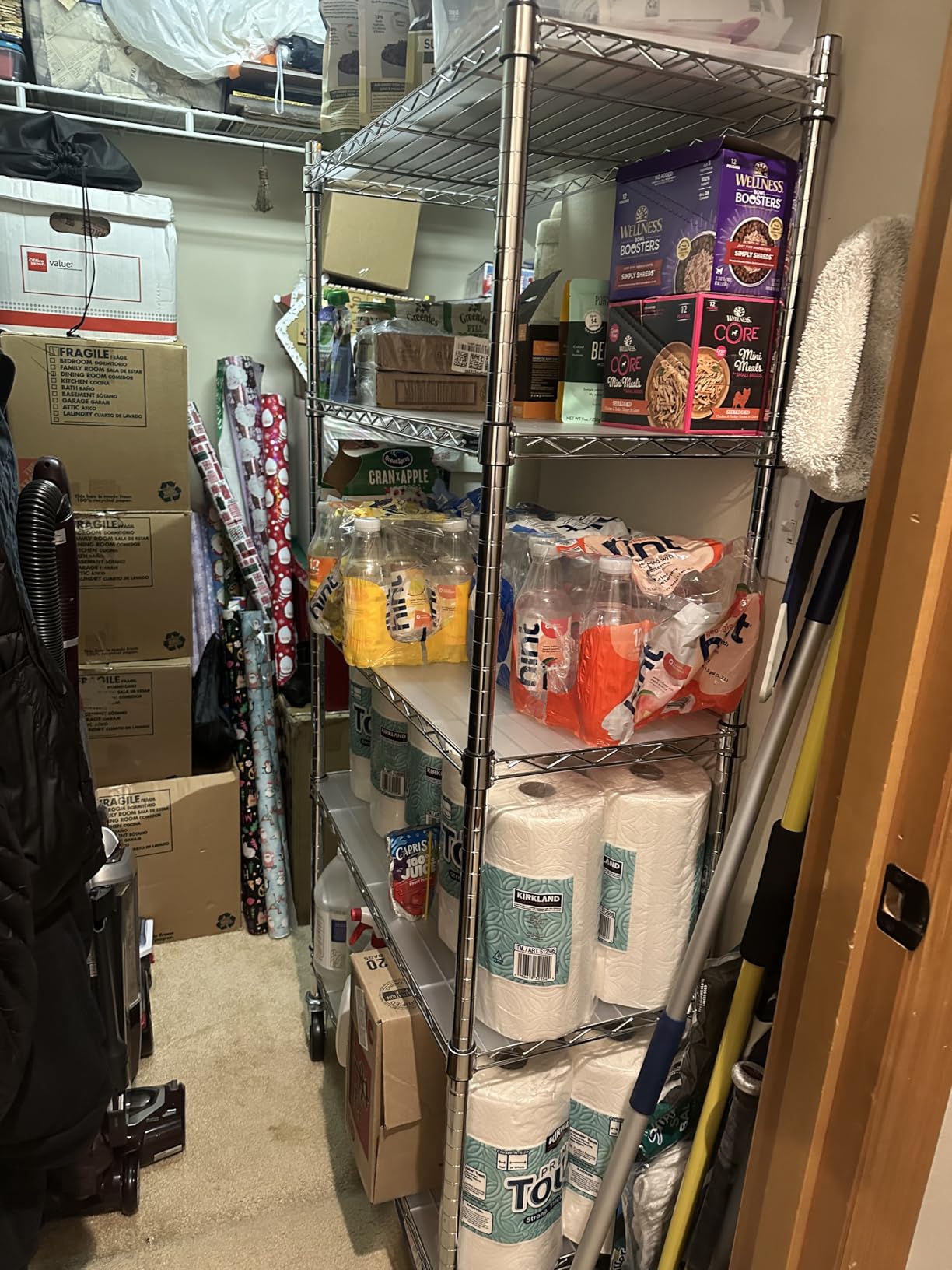 Amazon Basics 5-Shelf Adjustable Heavy Duty Steel Wire Rack, Space Saving Storage Shelving Organizer for Kitchen, Garage, No-Tool Assembly, 350 lbs Weight Capacity, 36