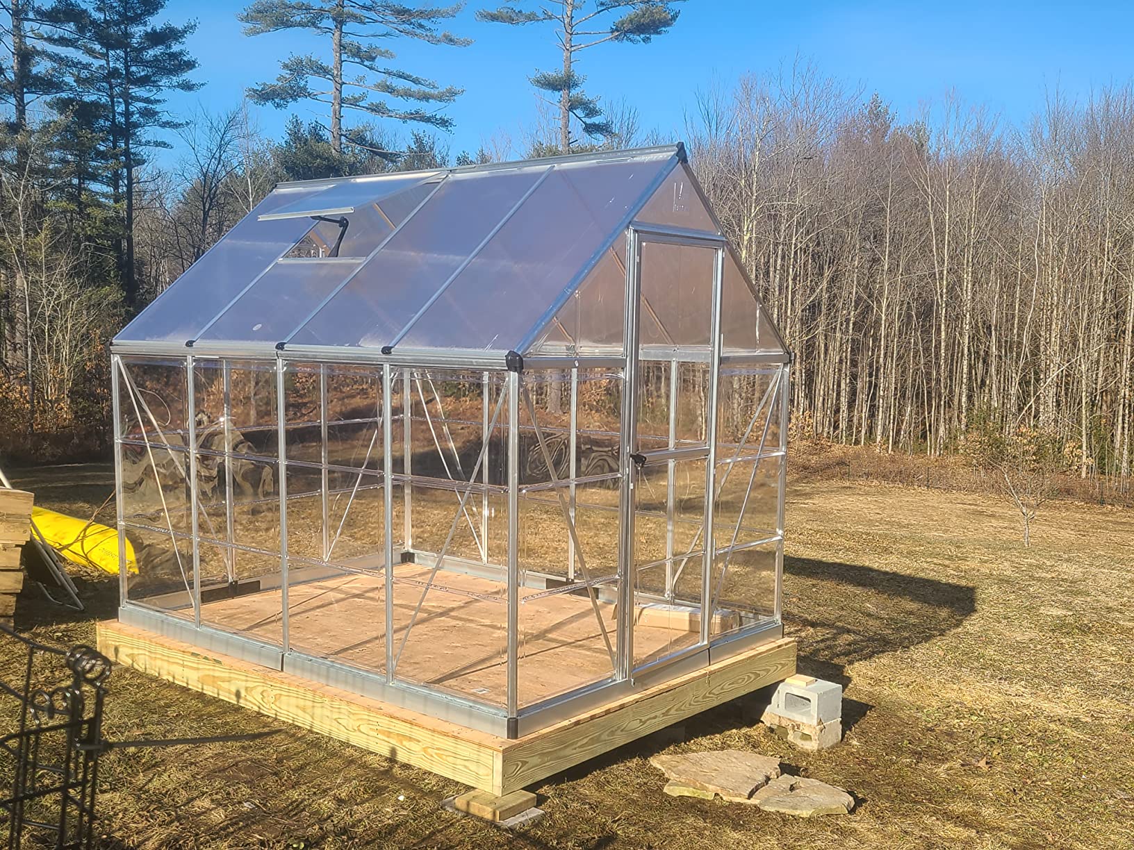 Palram - Canopia 4x8 Lean-To Greenhouse for Outdoors, Hobby Walk-In UV Polycarbonate Panels Heavy Duty Aluminum Frame, Lockable Door, Adjustable Roof Vent, Rain Gutters, Galvanized Steel Base, Hybrid customer photo 2