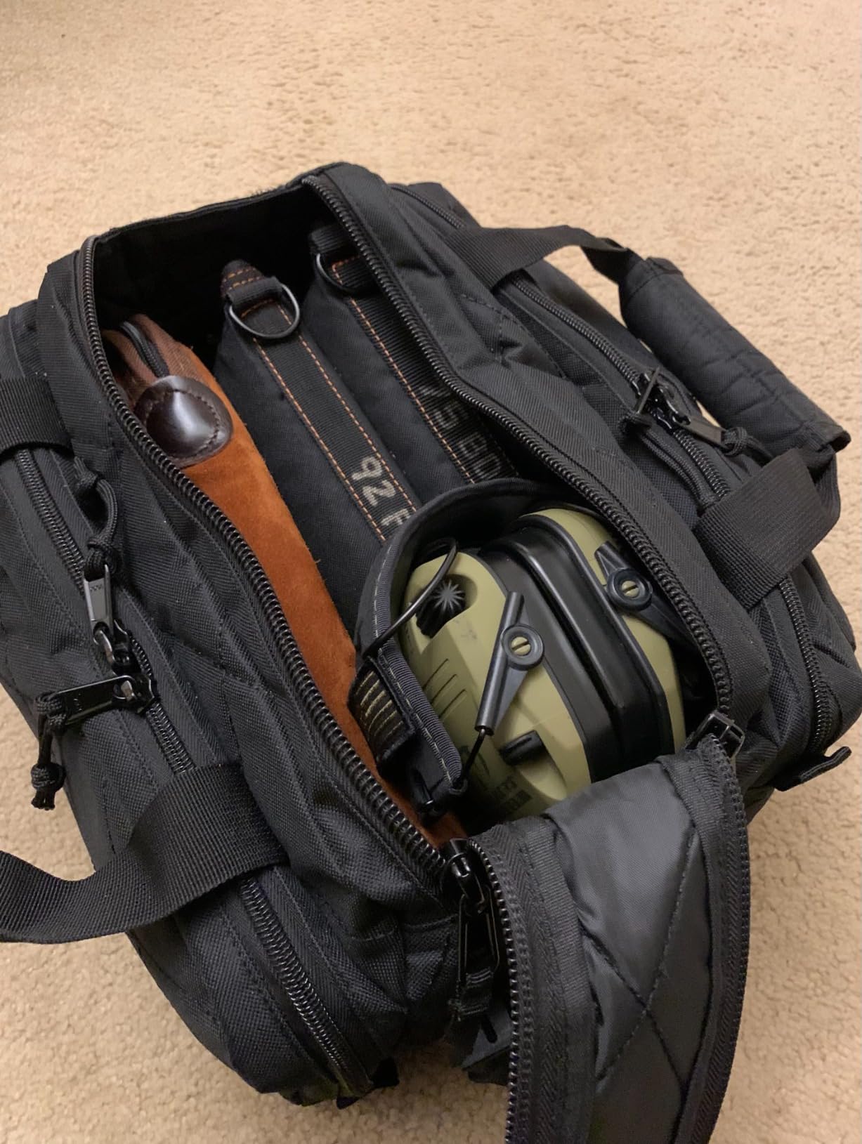 Gun Range Bag for Shooting - 3+ Compact Pistol Revolver Range Bag for Handguns and Ammo - Self Standing Gun Bag - Handguns Bag with Durable Double Stitching Lockable YKK Zippers customer photo 2