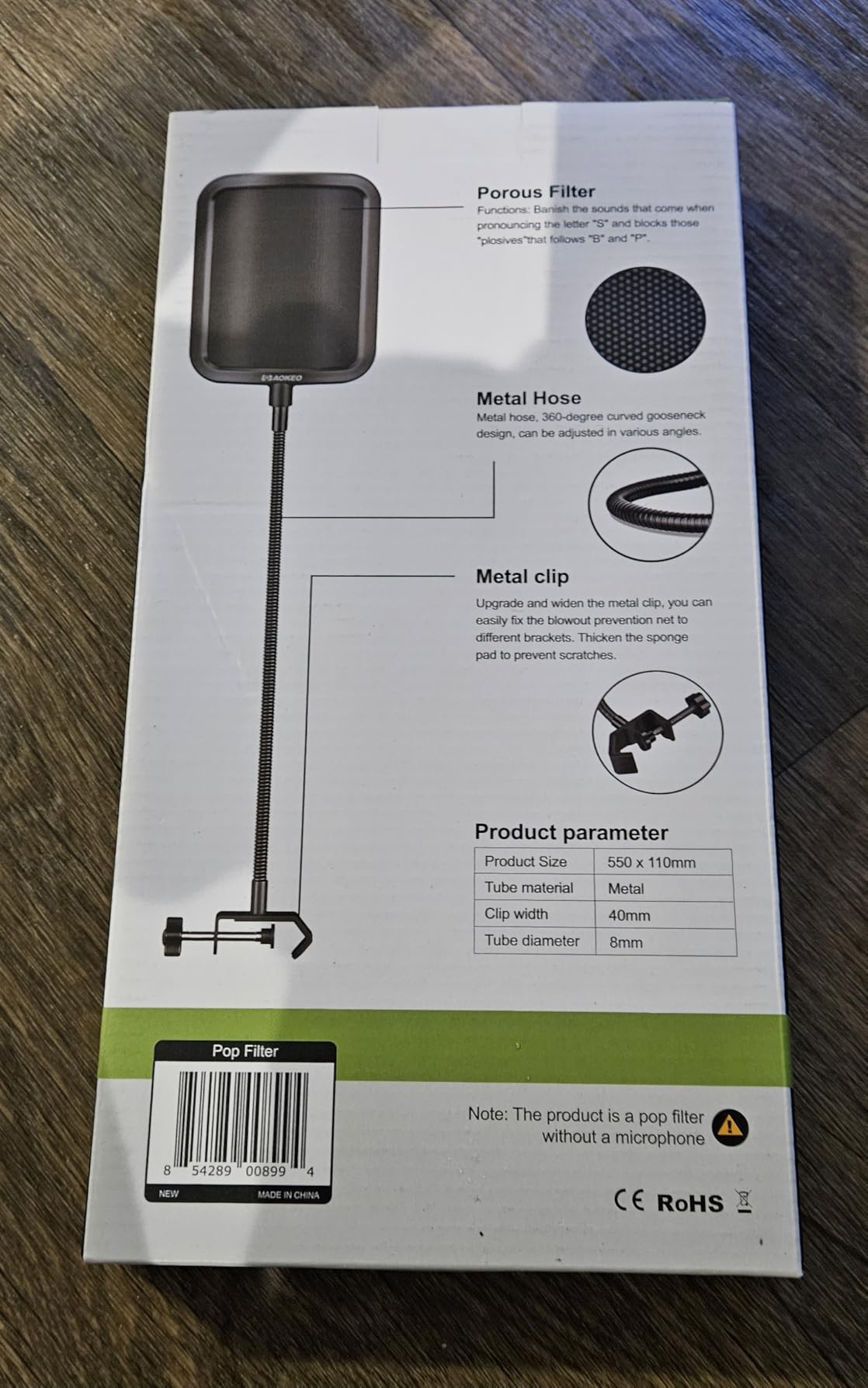 Aokeo Professional Microphone Pop Filter Mask Shield For Blue Yeti and Any Other Microphone, Mic Dual Layered Wind Pop Screen With Flexible 360 Degree Gooseneck Clip Stabilizing Arm customer photo 2