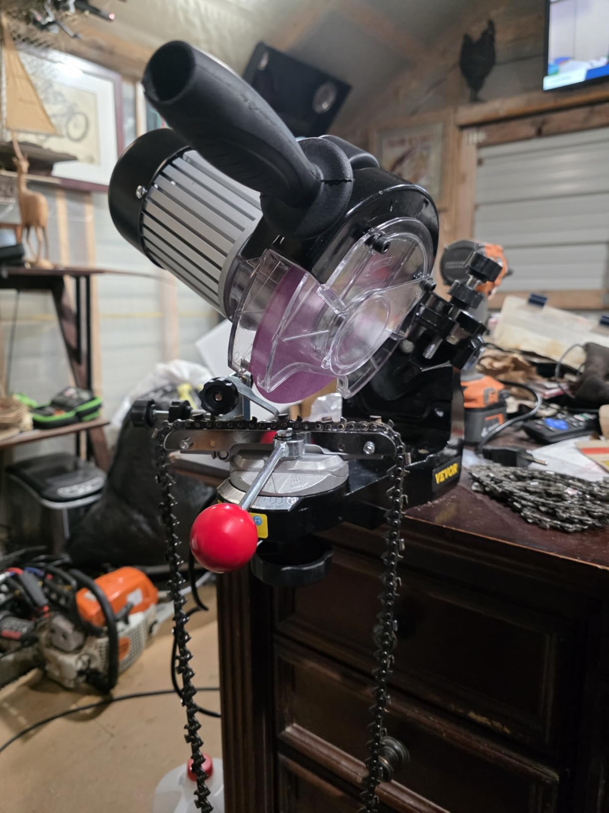 VEVOR Electric Chainsaw Sharpener, 230W Professional Multi-Angle Adjustable Chain Grinder 3000RPM, Electric Chainsaw Blade Sharpener for 1/4