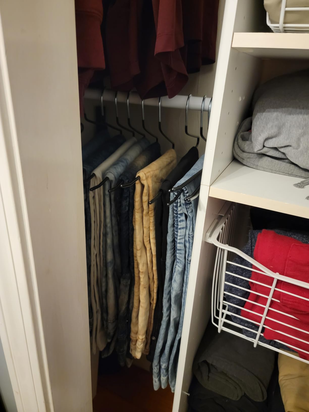 Zober Pants Hangers Non Slip - 20 Pack Open Ended Pants and Jean Hangers for Closet - Space Saving Clothes Hanger - Strong, Durable, Metal Pant Hangers (Black) customer photo 1