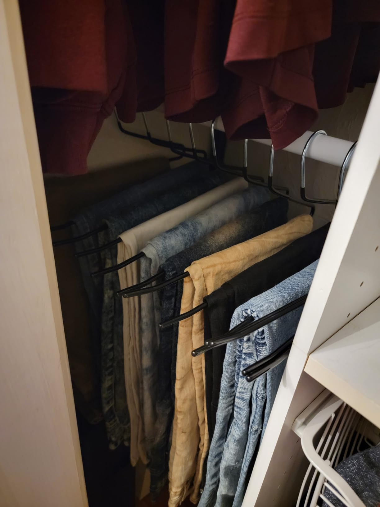 Zober Pants Hangers Non Slip - 20 Pack Open Ended Pants and Jean Hangers for Closet - Space Saving Clothes Hanger - Strong, Durable, Metal Pant Hangers (Black) customer photo 2