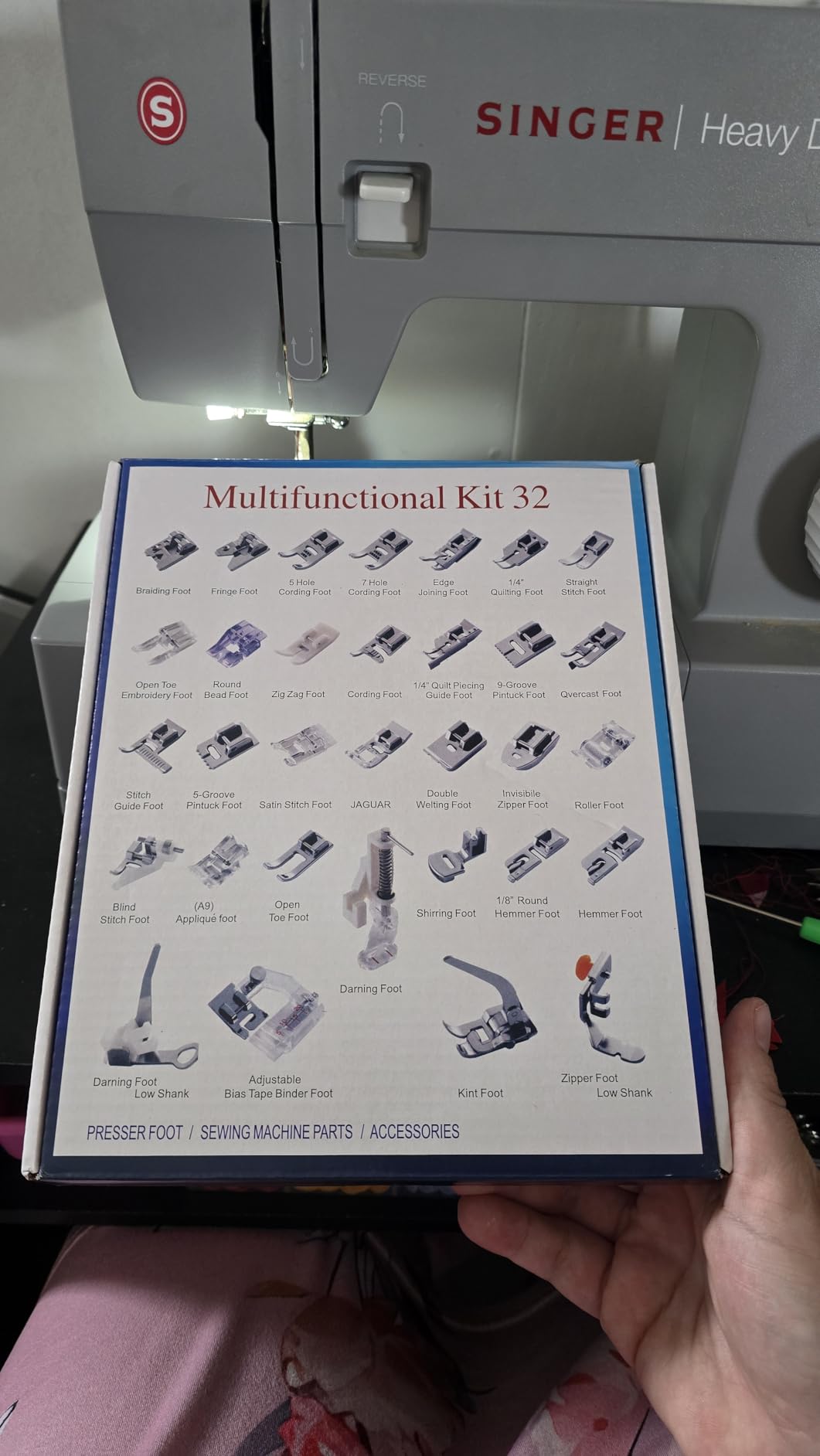 Sewing Machine Presser Foot Set 32 Pcs for Singer, Brother, Babylock, Janome, Elna, Toyota, New Home, Simplicity, Necchi, Kenmore, and Most of Low Shank Sewing Machines customer photo 1