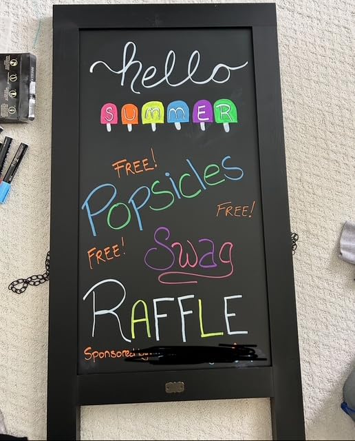 A Frame Chalkboard by HBCY Creations: 40x20 Solid Wood A-Frame Sign Rustic Brown Double-Sided Magnetic Board, Chalkboard Menu Board, for Restaurants, Cafés, Weddings - Heavy Duty Hinges customer photo 1