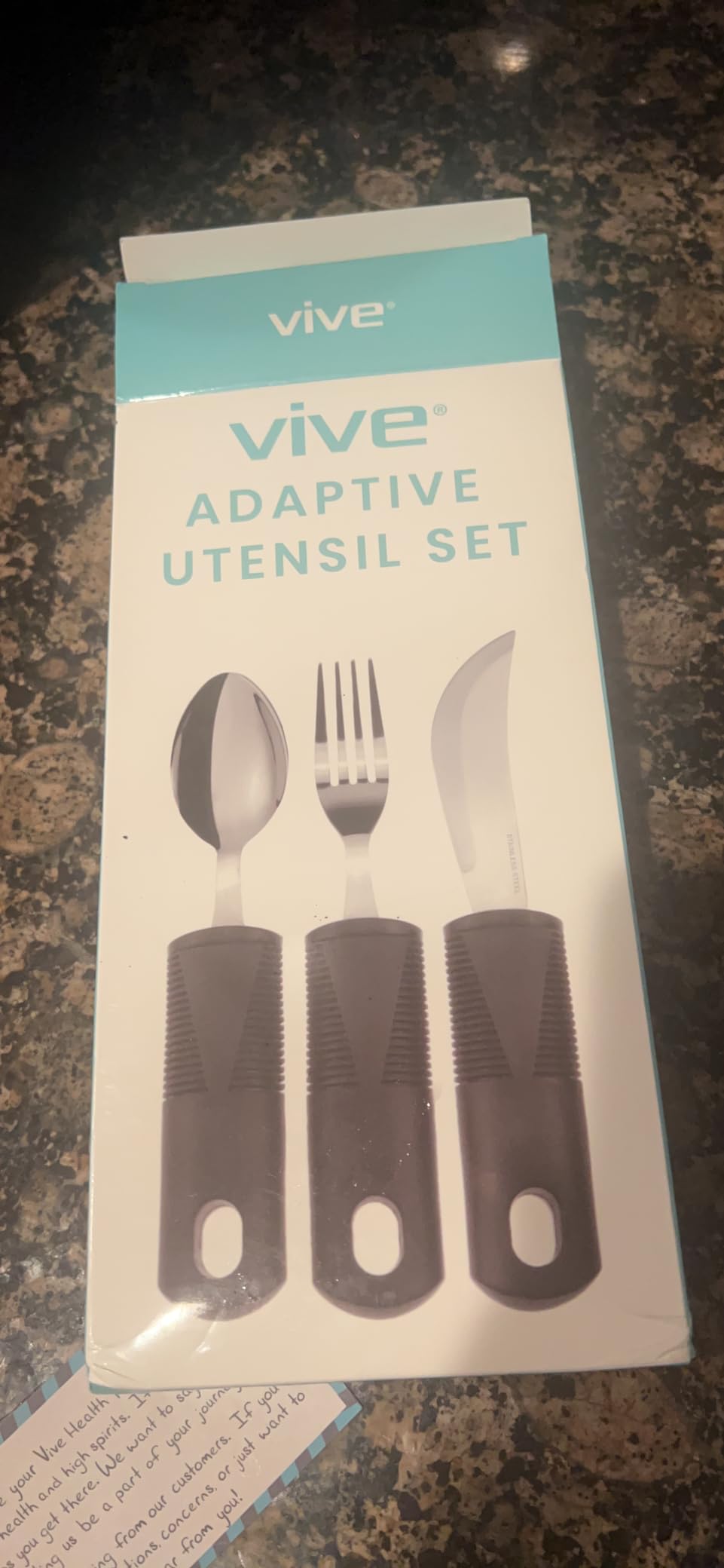 Vive Adaptive Utensil Set - Arthritis Aid Silverware for Parkinsons, Hand Tremors - Easy Grip for Shaking and Trembling Hands - Heavy Stainless Steel Spoon (Regular) customer photo 1