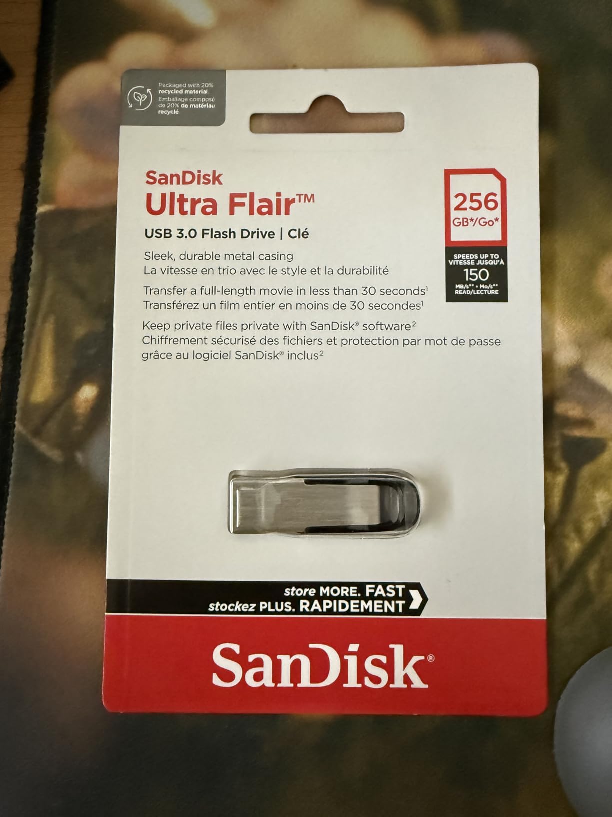 SanDisk 256GB Ultra Flair USB 3.0 Flash Drive - SDCZ73-256G-G46, black customer photo 2