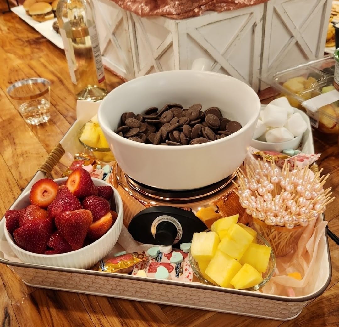 Artestia Electric Dip Warmer & Fondue Pot with Adjustable Temperature - Multi-Purpose Cheese Dip, Queso, Nacho Cheese Sauce, Gravy, Broth Fondue & Hot Fudge Warmer for Parties, White customer photo 2