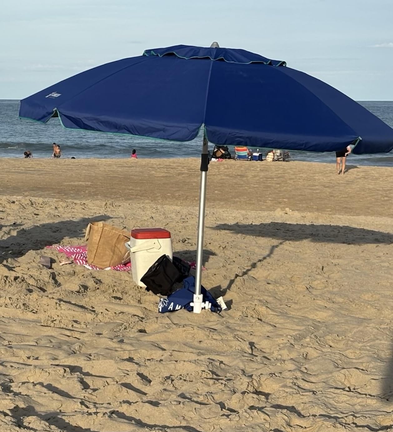 AMMSUN 7ft Heavy Duty High Wind Beach Umbrella Parasols with Sand Anchor Vent Tilt UV 50+ Sun Protection Portable Outdoor Sunshade Umbrellas Carry Bag for Patio Garden Pool Backyard Blue customer photo 2