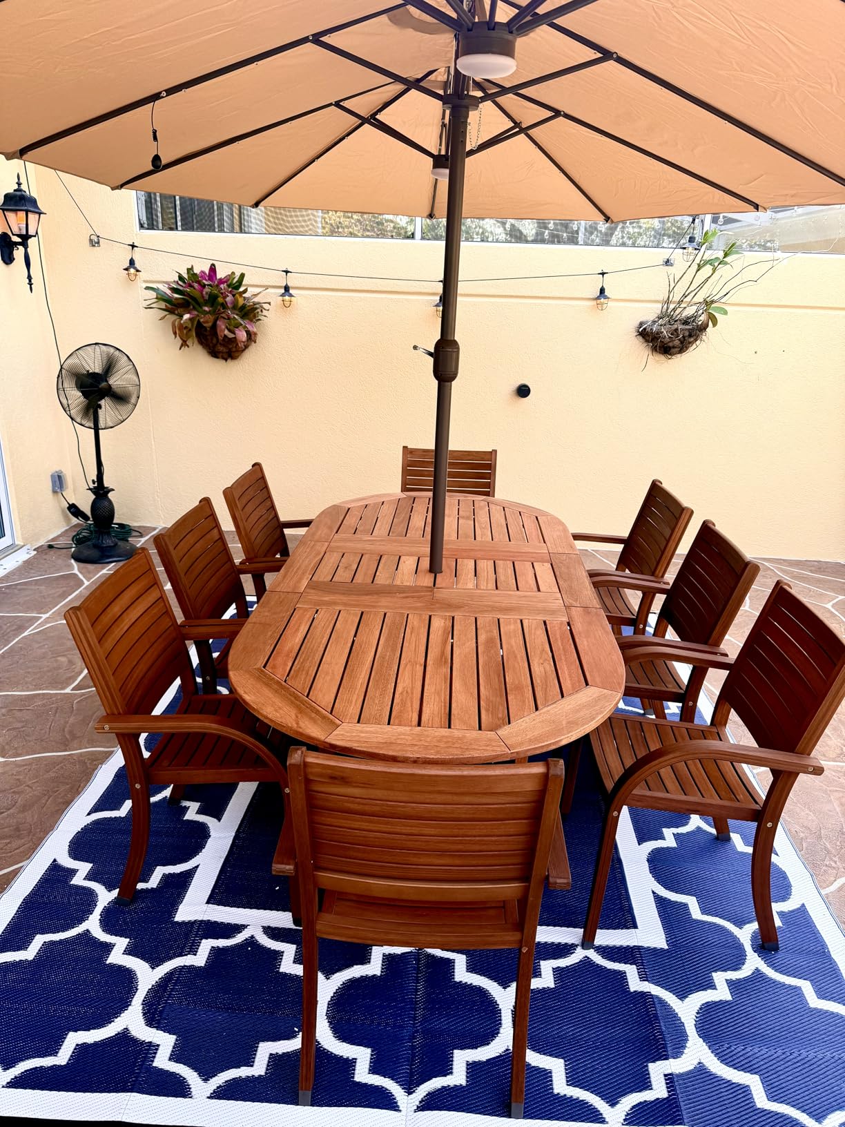 Amazonia 7-Piece Patio Dining Set, Dark Teak Finish and Ideal for Outdoors customer photo 1