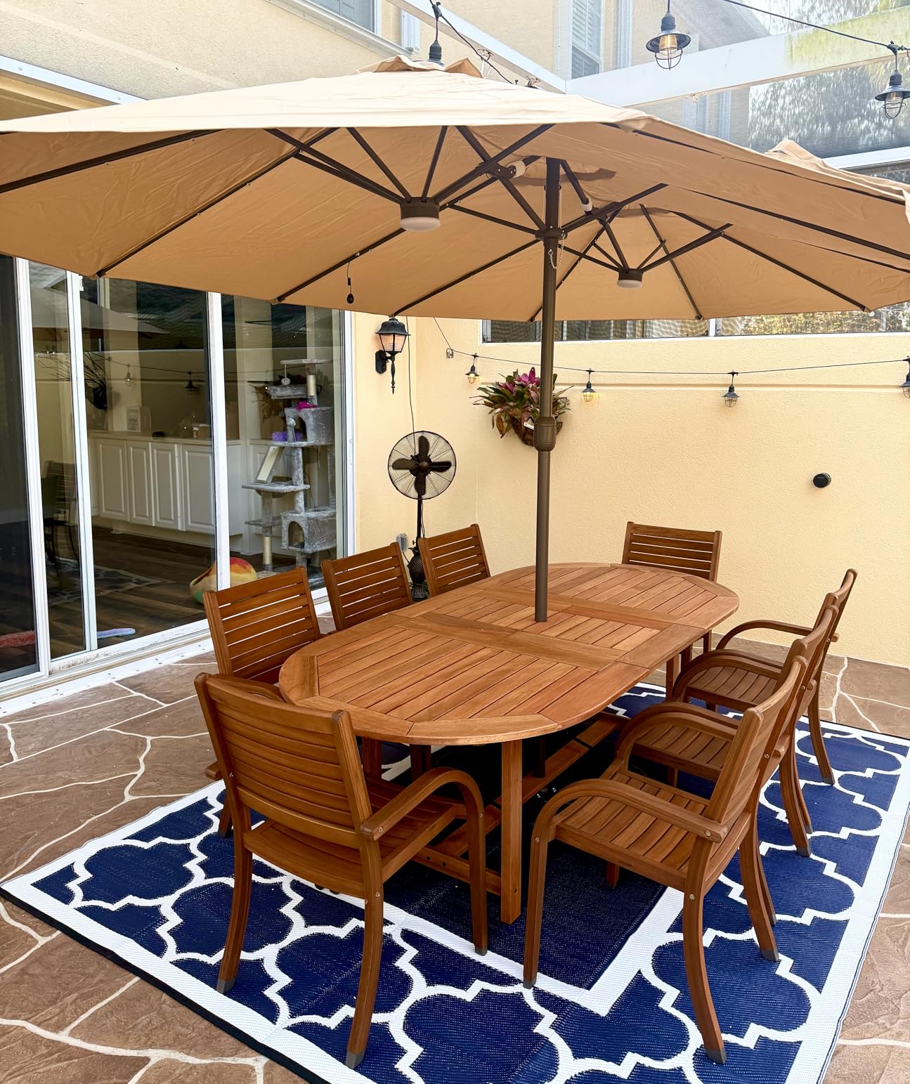 Amazonia 7-Piece Patio Dining Set, Dark Teak Finish and Ideal for Outdoors customer photo 2