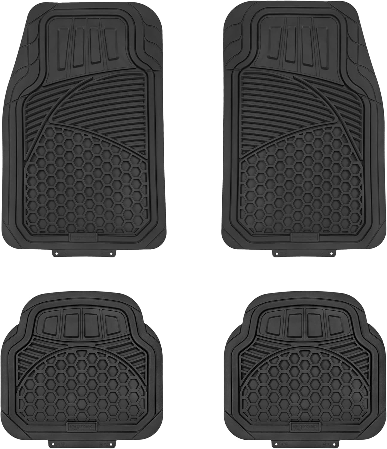 Amazon Basics Heavy Duty Thick PVC Car Floor Mats, Anti-Slip, Easy to Clean, Universal Trim-to-Fit All-Weather for Automotive SUV Sedans Trucks, 4-Piece, Solid Black customer photo 1
