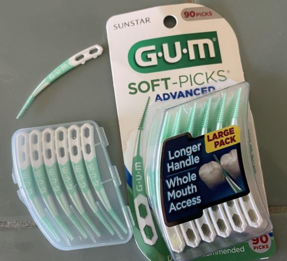 GUM Soft-Picks Advanced, Easy to Use Dental Picks for Teeth Cleaning Health, Disposable Interdental Brushes with Convenient Carry Case, Dentist Recommended Dental Picks, 90 Count customer photo 1