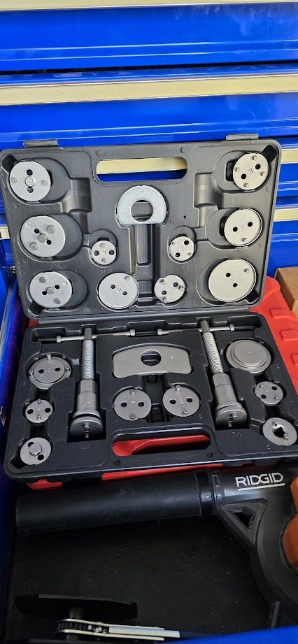 DASBET 24pcs Heavy Duty Disc Brake Caliper Tool Set Disc Brake Caliper Compressor Wind Back Tool Brake Spreading Tools (Red, 24pcs) customer photo 1