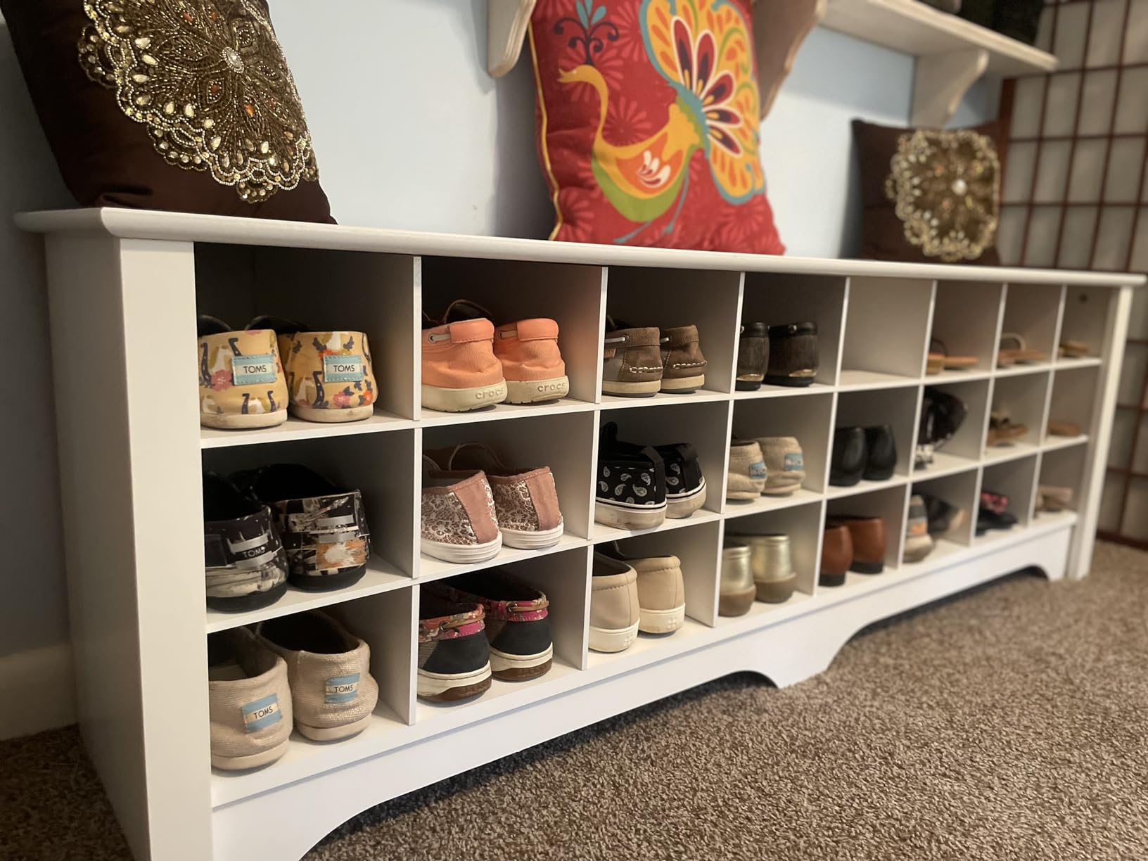 Prepac White Hall Bench with Storage and Seating: 24-Shoe Cubby Bench, Ideal White Shoe Rack for Entryway customer photo 2
