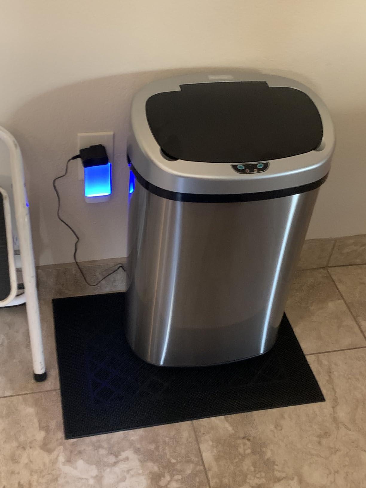 SensorCan 13 Gallon Oval Sensor Trash Can with AC Adapter and Odor Filter, Automatic Motion Sensor Kitchen Bin, Soft-Close Stainless Steel, Slim Curved Wastebasket for Narrow Walkways, Matte Silver customer photo 2