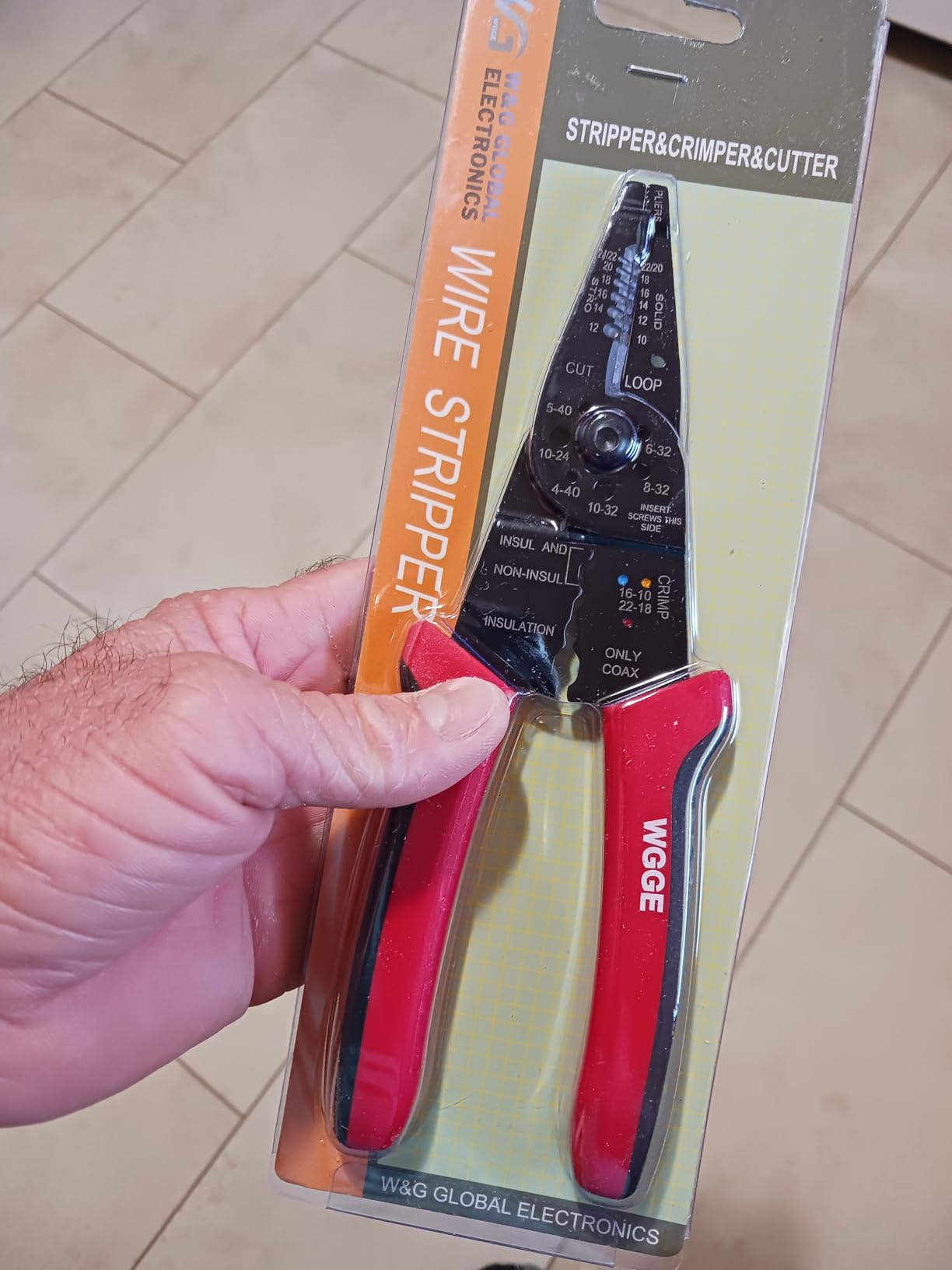 WGGE WG-015 Professional 8-inch Wire Stripper/Crimping Tool, Cable Cutter/Crimper, Wiring and Multi-Function Hand Tool, Red With Black customer photo 1