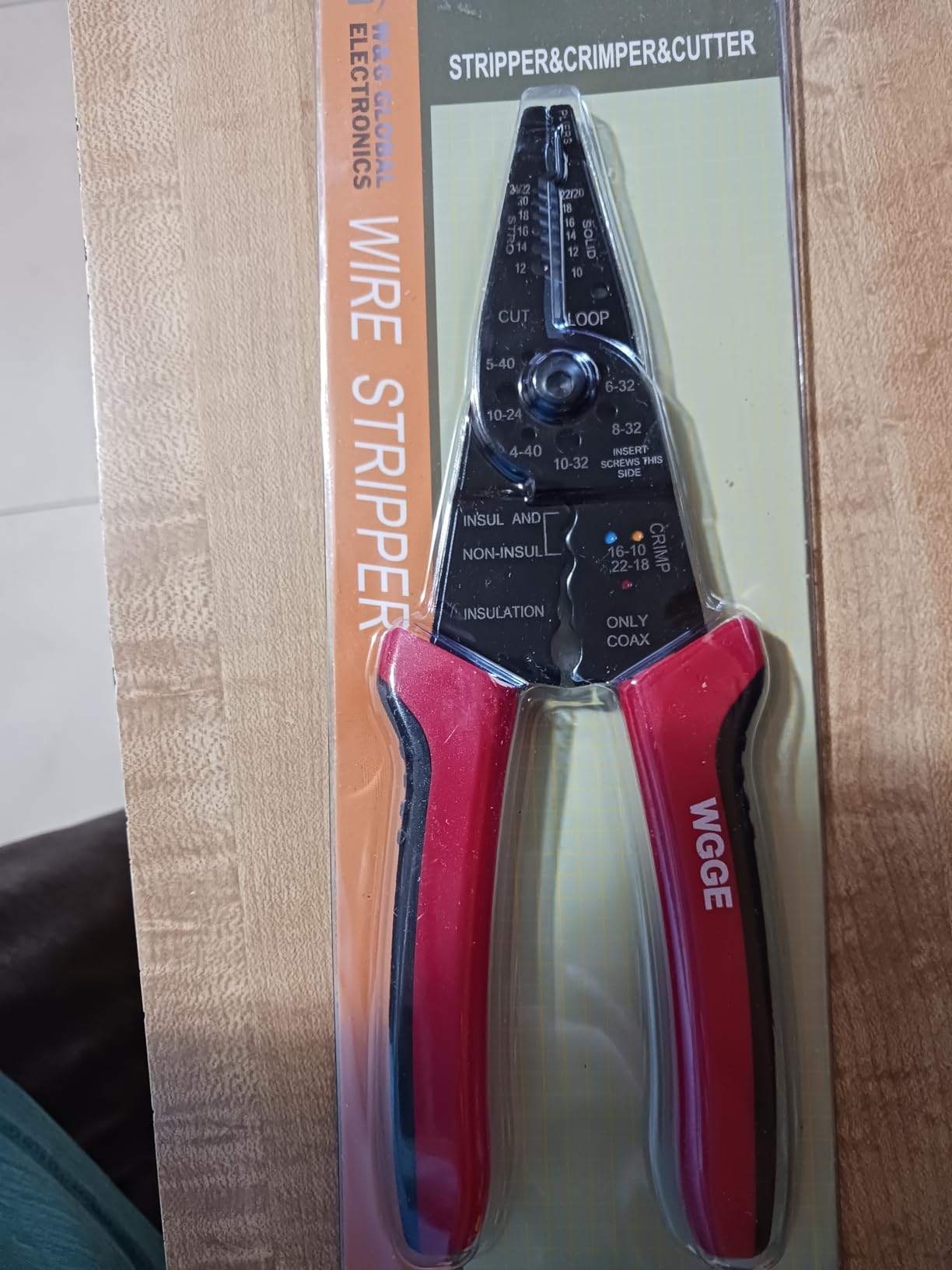 WGGE WG-015 Professional 8-inch Wire Stripper/Crimping Tool, Cable Cutter/Crimper, Wiring and Multi-Function Hand Tool, Red With Black customer photo 2