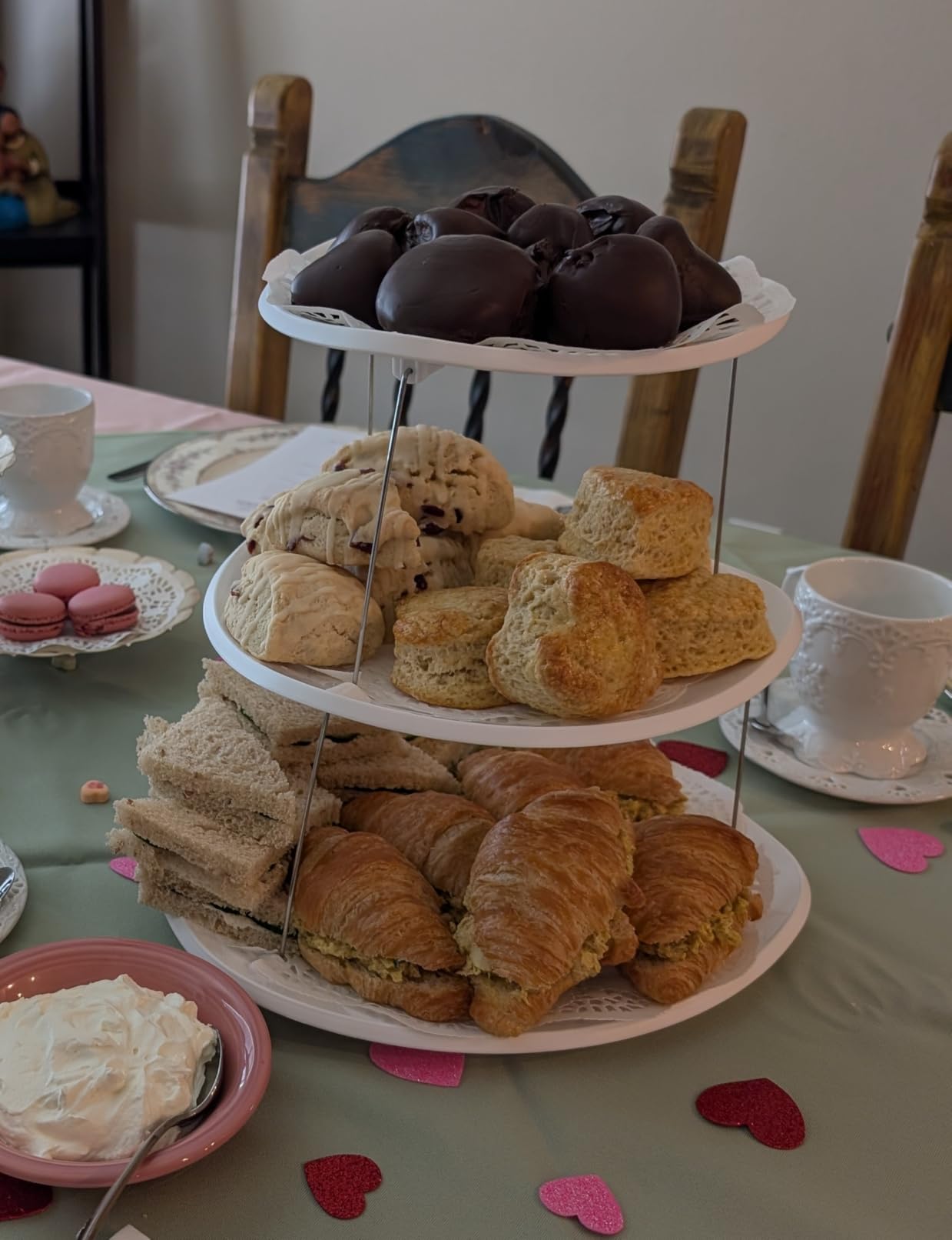 Masirs Collapsible 3-Tier Party Tray: Decorative Design Folds for Minimal Storage. an Elegant Serving Tray for Sandwiches, Cake, Sliced Cheese, and Deli Meat. customer photo 1