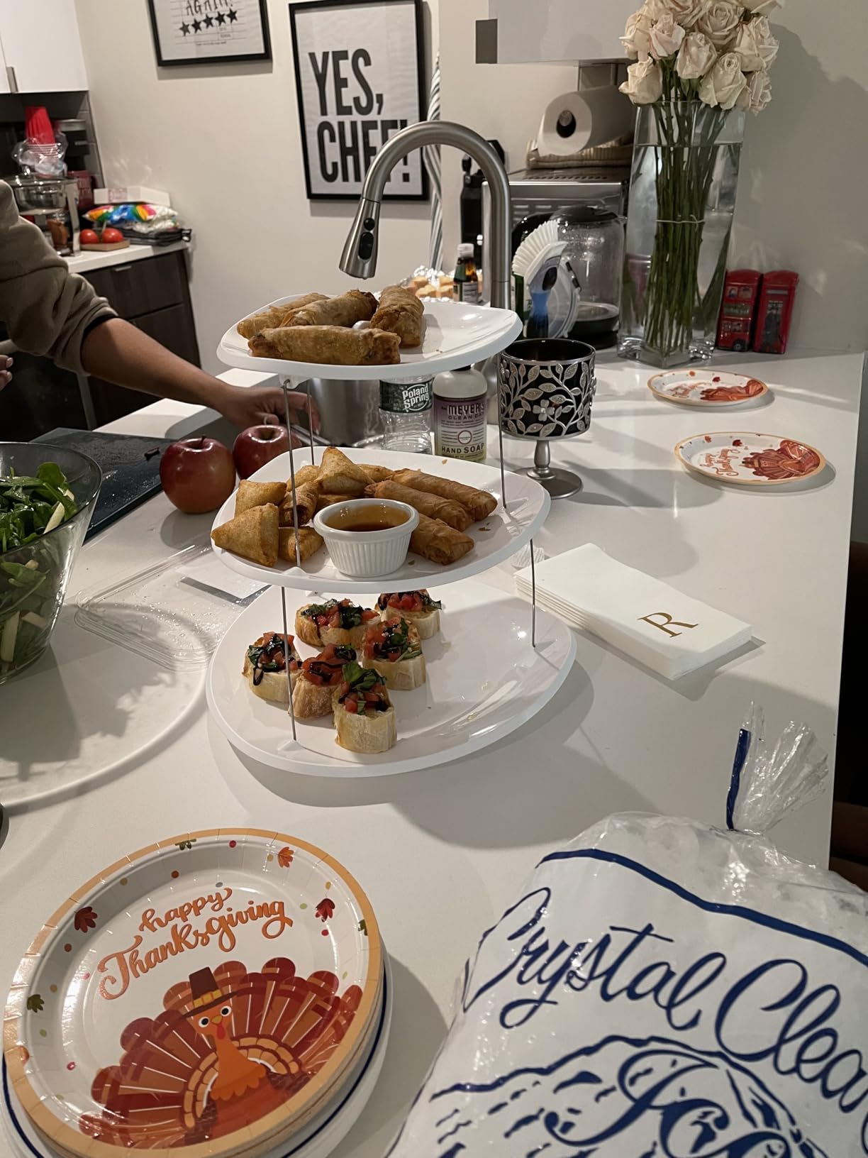 Masirs Collapsible 3-Tier Party Tray: Decorative Design Folds for Minimal Storage. an Elegant Serving Tray for Sandwiches, Cake, Sliced Cheese, and Deli Meat. customer photo 2