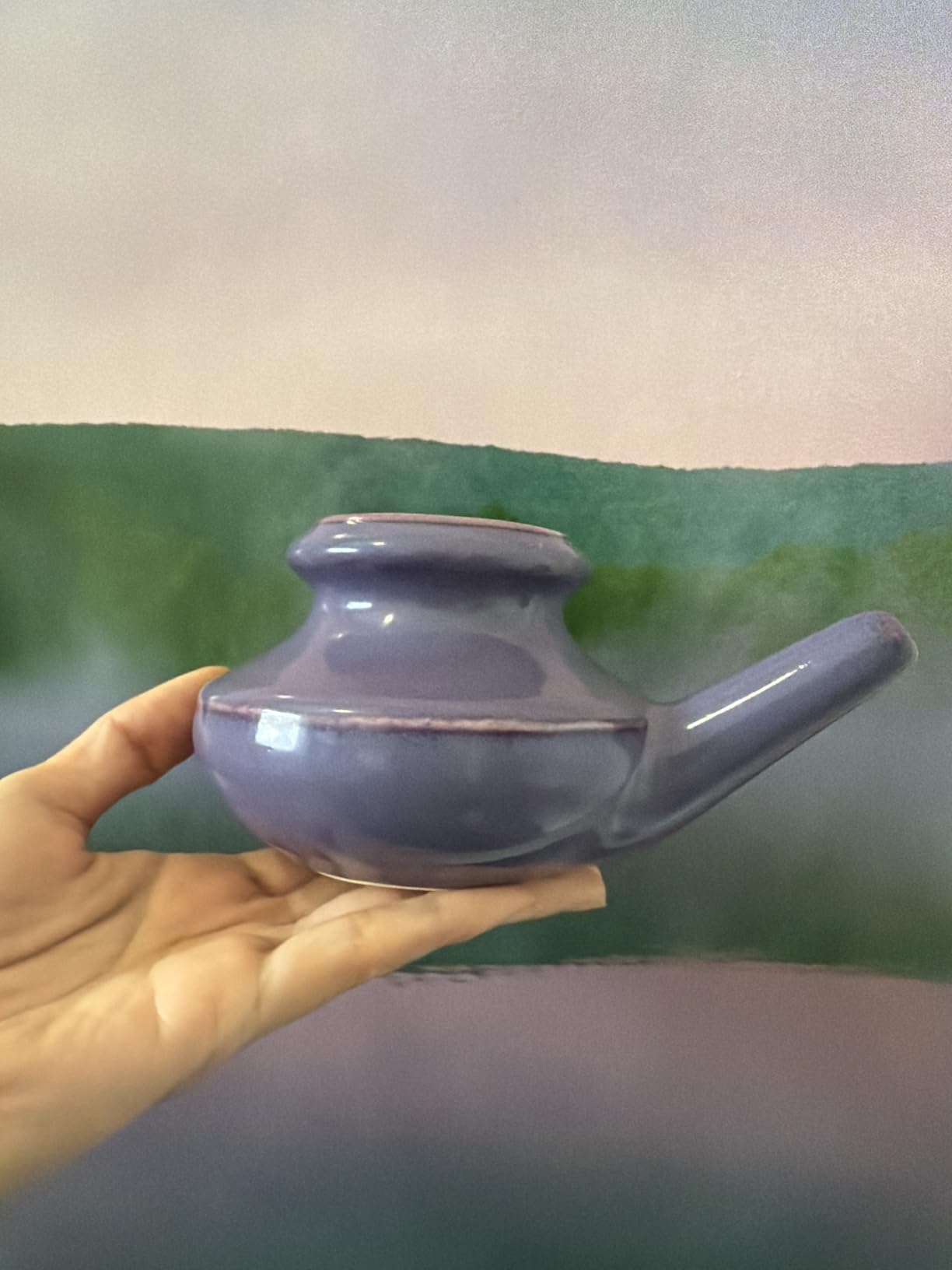 Baraka Handcrafted Ceramic Neti Pot - Nasal Rinse Tool for Home, Clears Nasal Passages, Hydrates Sinuses, Dishwasher Safe, Durable Food Grade Ceramic Glazes, Lightweight, Easy to Use - 10oz (Purple) customer photo 1