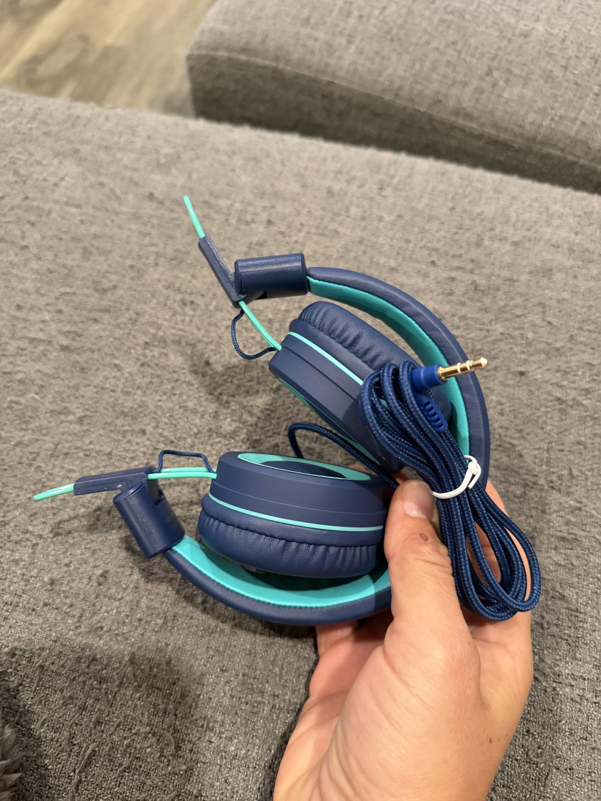Kids Headphones - noot products K11 Foldable Stereo Tangle-Free 3.5mm Jack Wired Cord On-Ear Headset for Children/Teens/Boys/Girls/Smartphones/School/Kindle/Airplane Travel/Plane/Tablet (Navy/Teal) customer photo 1