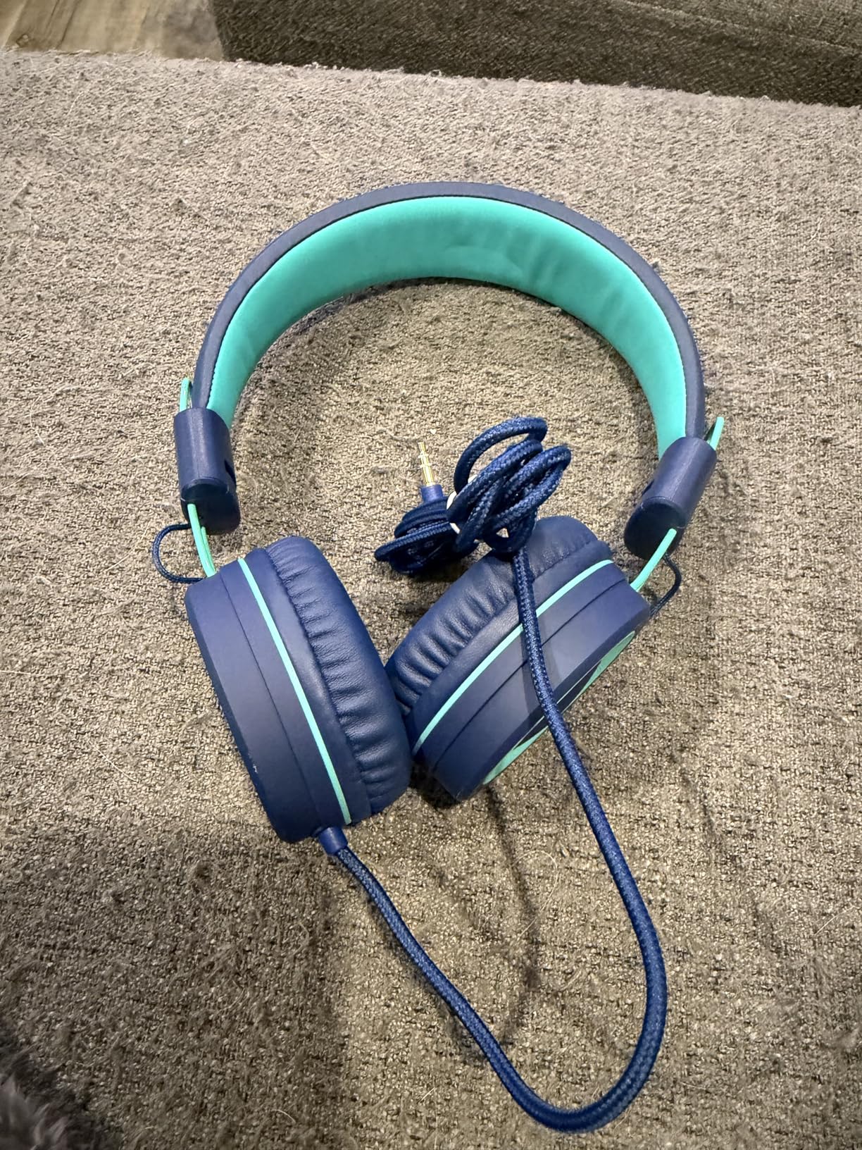 Kids Headphones - noot products K11 Foldable Stereo Tangle-Free 3.5mm Jack Wired Cord On-Ear Headset for Children/Teens/Boys/Girls/Smartphones/School/Kindle/Airplane Travel/Plane/Tablet (Navy/Teal) customer photo 2