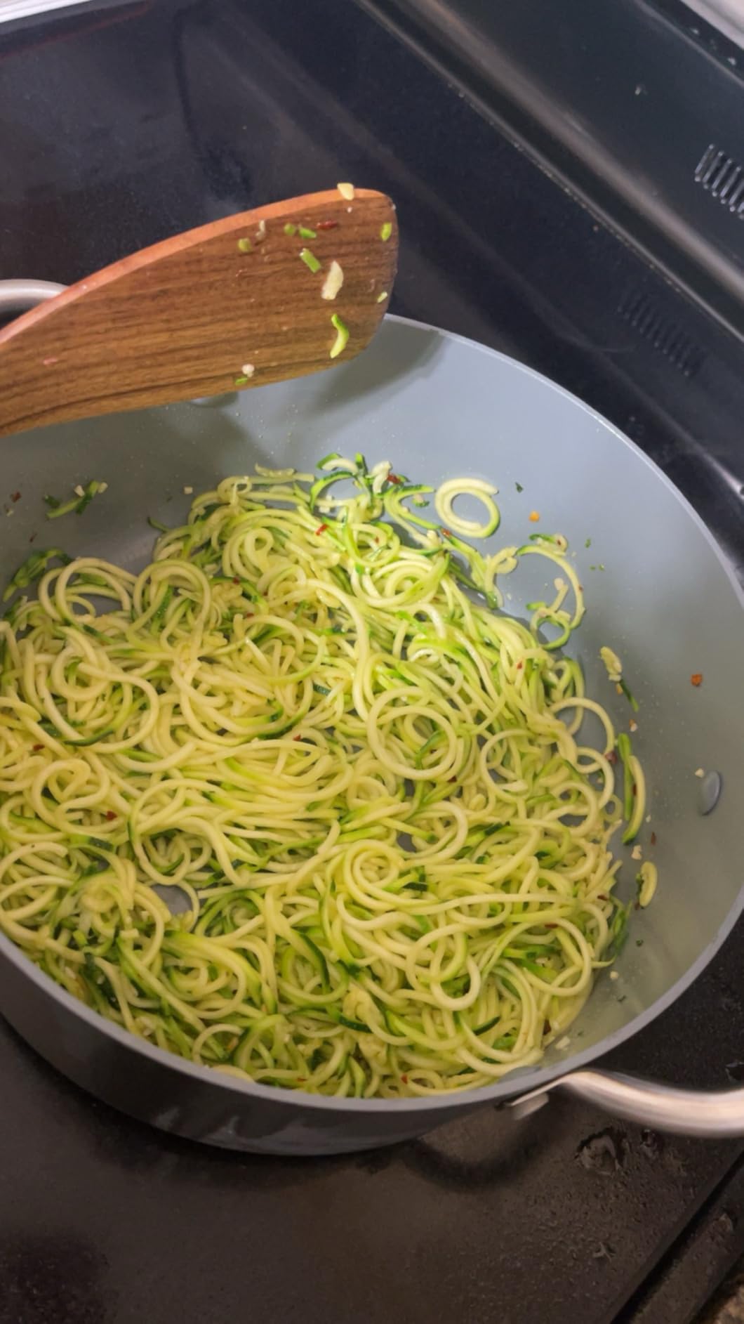 5-Blade Spiralizer | Vegetable Slicer with Durable Stainless Steel Blades | Kitchen Cooking Tool | Spiral Zoodle Maker with Catch & Store Container | Includes iOS & Android Recipe & Video App customer photo 1