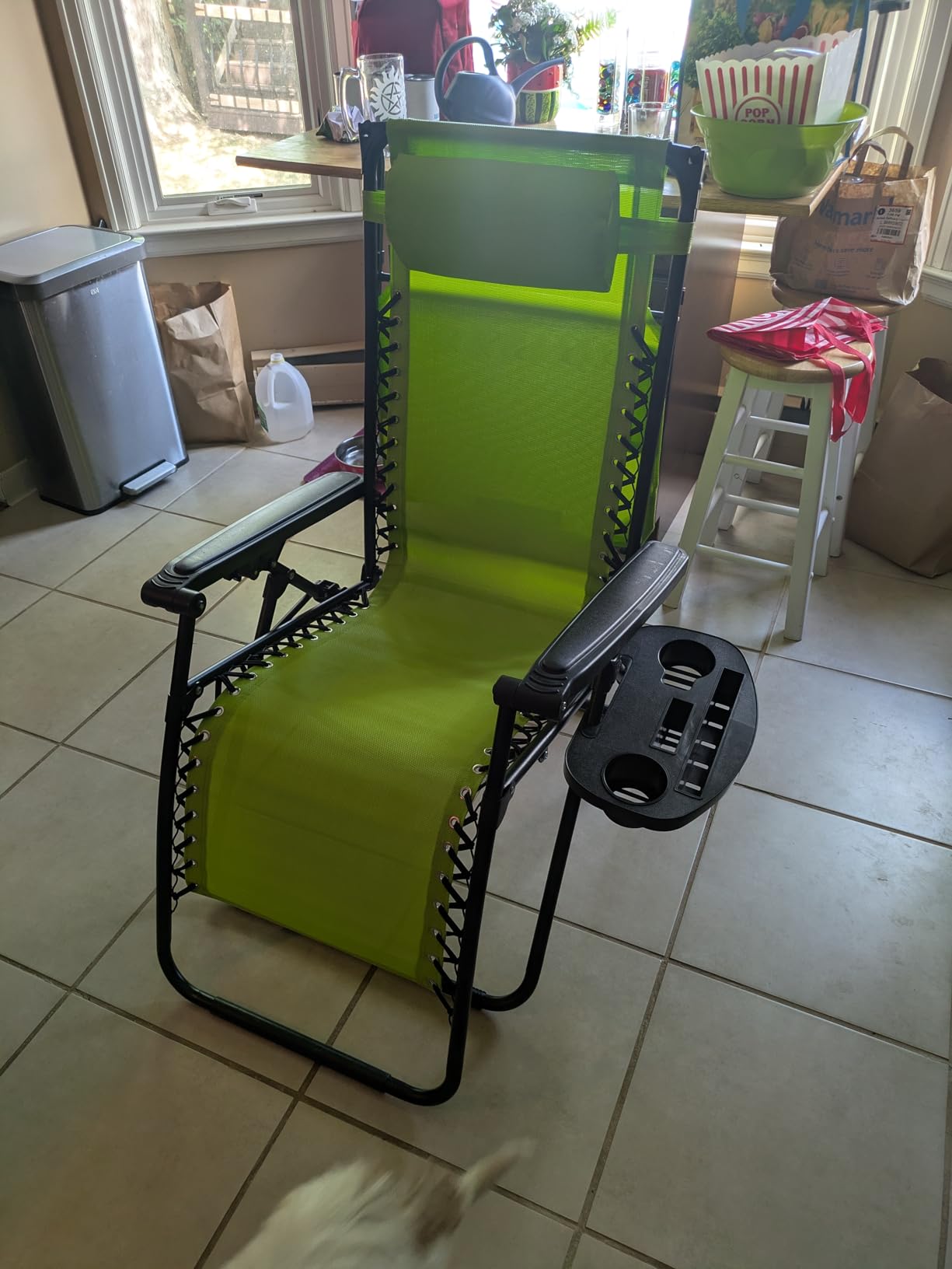 Best Choice Products Folding Zero Gravity Outdoor Recliner Patio Lounge Chair w/Adjustable Canopy Shade, Headrest, Side Accessory Tray, Textilene Mesh - Gray customer photo 2