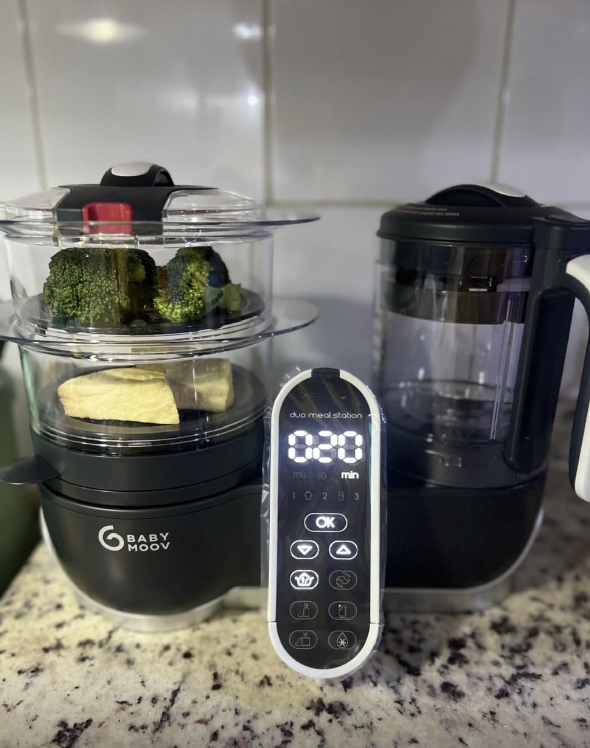 Babymoov Duo Meal Station Grey: Multi-Speed Baby Food Maker Steamer and Puree Blender, Baby Food Processor that warms & defrosts (Nutritionist Approved) customer photo 1