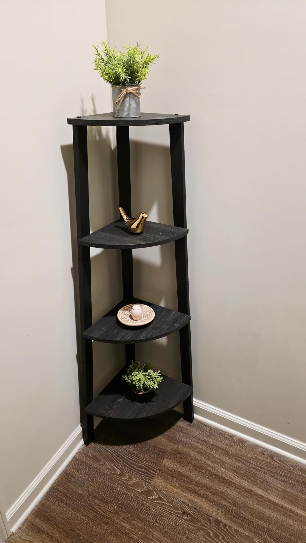 VASAGLE 4-Tier Corner Shelf Stand, Modern Ladder Shelf | Plant Stand for Living Room, Office, Kitchen, Rustic Brown and Matte Black, BARNET Collection ULLS34X customer photo 1