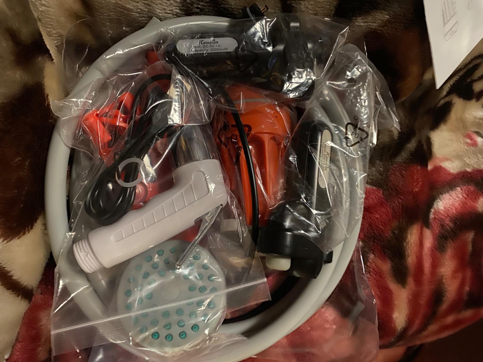 KEDSUM Portable Shower, Portable Camp Shower Pump with Rechargeable Battery, Portable Shower for Camping, Portable Outdoor Shower Head for Camping, Hiking, Traveling(+ Handheld Sprayer) customer photo 2