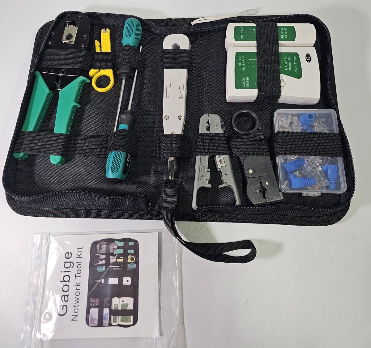 Network Tool Kit for Cat5 Cat5e Cat6, 11 in 1 Portable Ethernet Cable Crimper Kit with a Ethernet Crimping Tool, 8p8c 6p6c Connectors rj45 rj11 Cat5 Cat6 Cable Tester, 110 Punch Down Tool customer photo 1