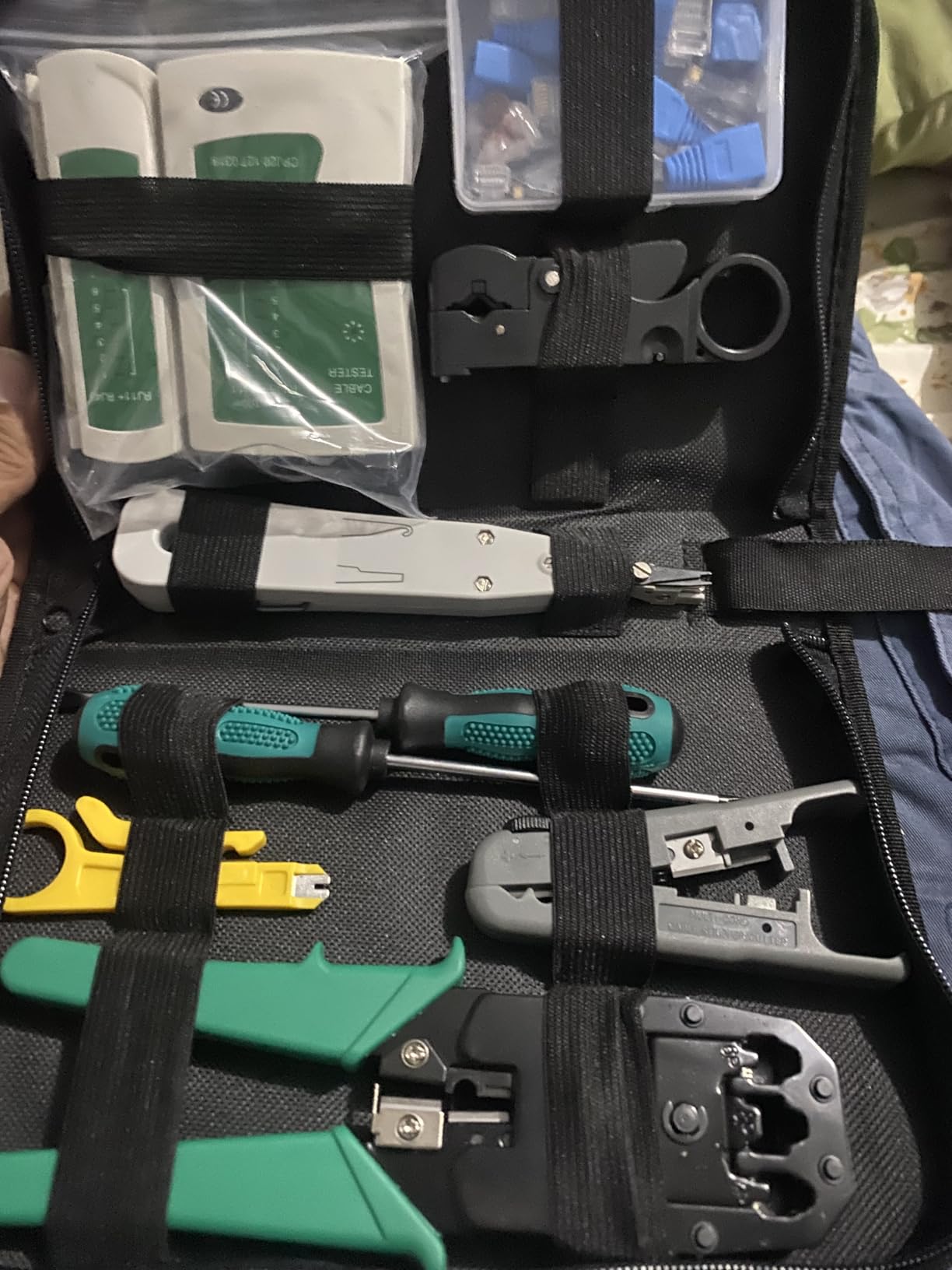 Network Tool Kit for Cat5 Cat5e Cat6, 11 in 1 Portable Ethernet Cable Crimper Kit with a Ethernet Crimping Tool, 8p8c 6p6c Connectors rj45 rj11 Cat5 Cat6 Cable Tester, 110 Punch Down Tool customer photo 2