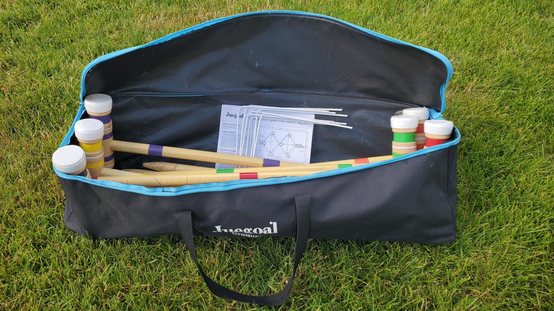 Juegoal Six Player Croquet Set with Wooden Mallets Colored Balls for Lawn, Backyard and Park, 28 Inch customer photo 1