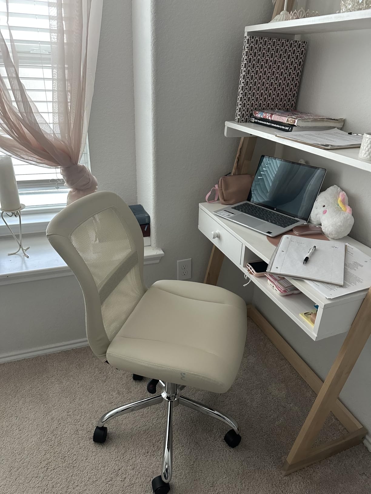 Serta Essential Armless Task Chair, Small Desk Chairs with Wheels, Breathable Mesh Back and Faux Leather, Quality Foam Cushion Seat for Comfort, Minimal Design customer photo 1