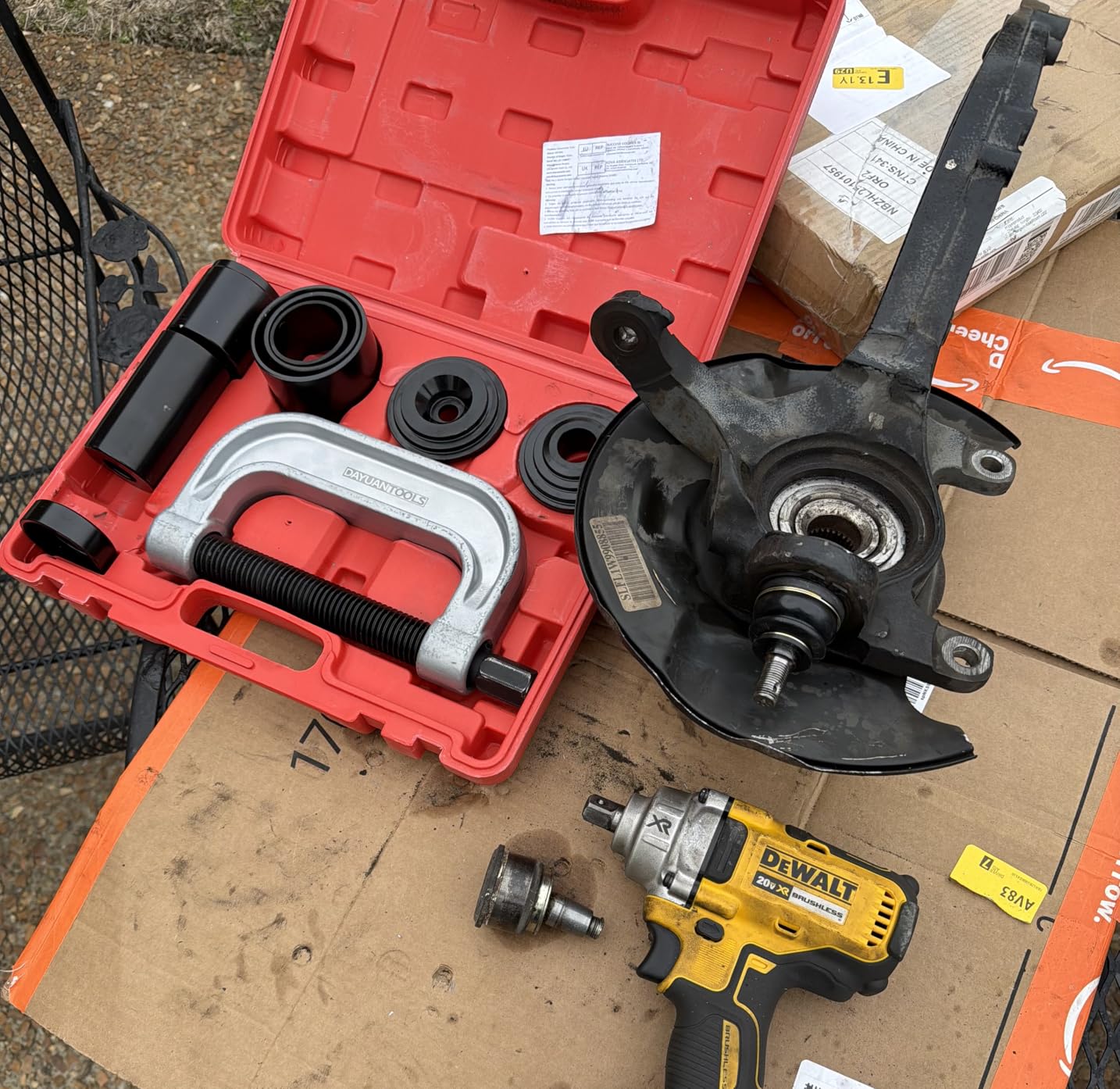 DAYUAN Ball Joint Press & U Joint Removal Tool Kit with 4x4 Adapters for Most 2WD and 4WD Cars and Light Trucks with Red Storage Case customer photo 1