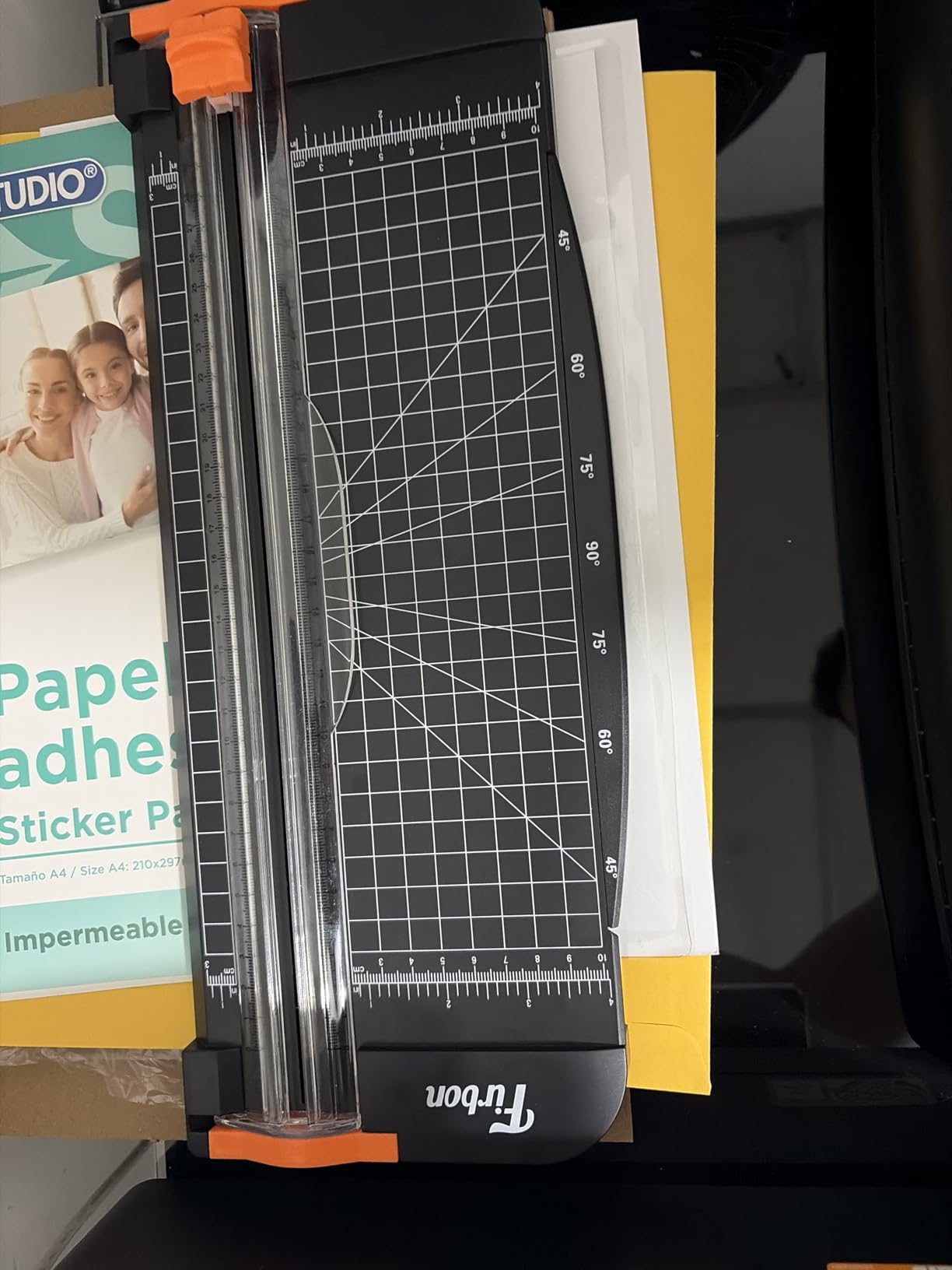 Firbon A4 Paper Cutter 12 Inch Titanium Paper Trimmer Scrapbooking Tool with Automatic Security Safeguard and Side Ruler for Craft Paper, Coupon, Label and Cardstock (Black) customer photo 2