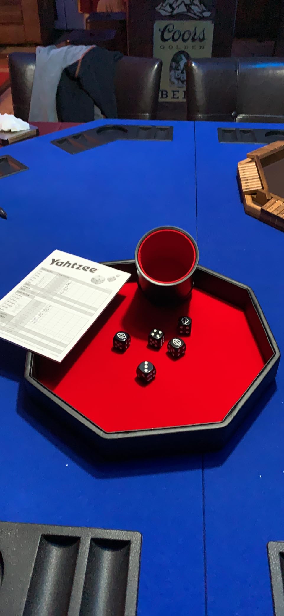 11.5 Inch Octagon Dice Rolling Tray PU Leather and Velvet (Red) customer photo 2