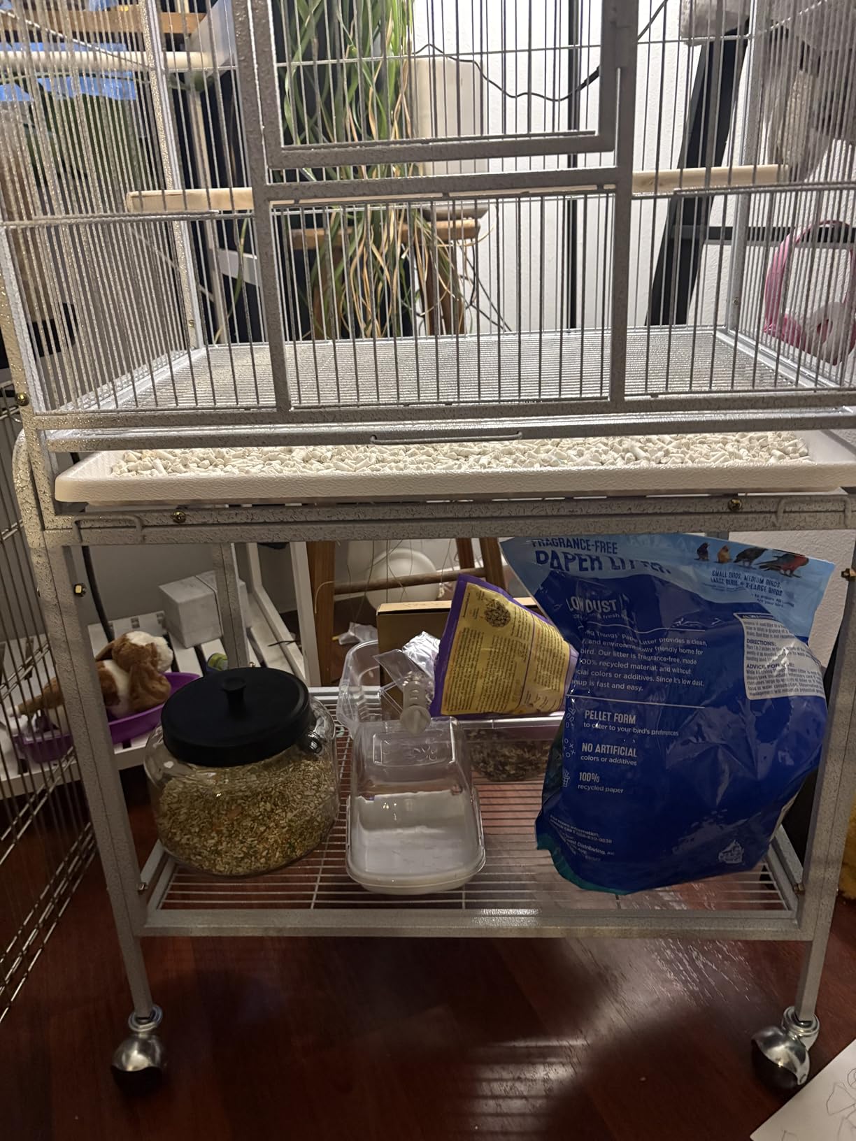 ZENY 53-Inch Bird Flight Cage, Wrought Iron Standing Large with Rolling Stand for Cockatiels Pet Parrot Parakeet Lovebird Canary Finch (Black) customer photo 1