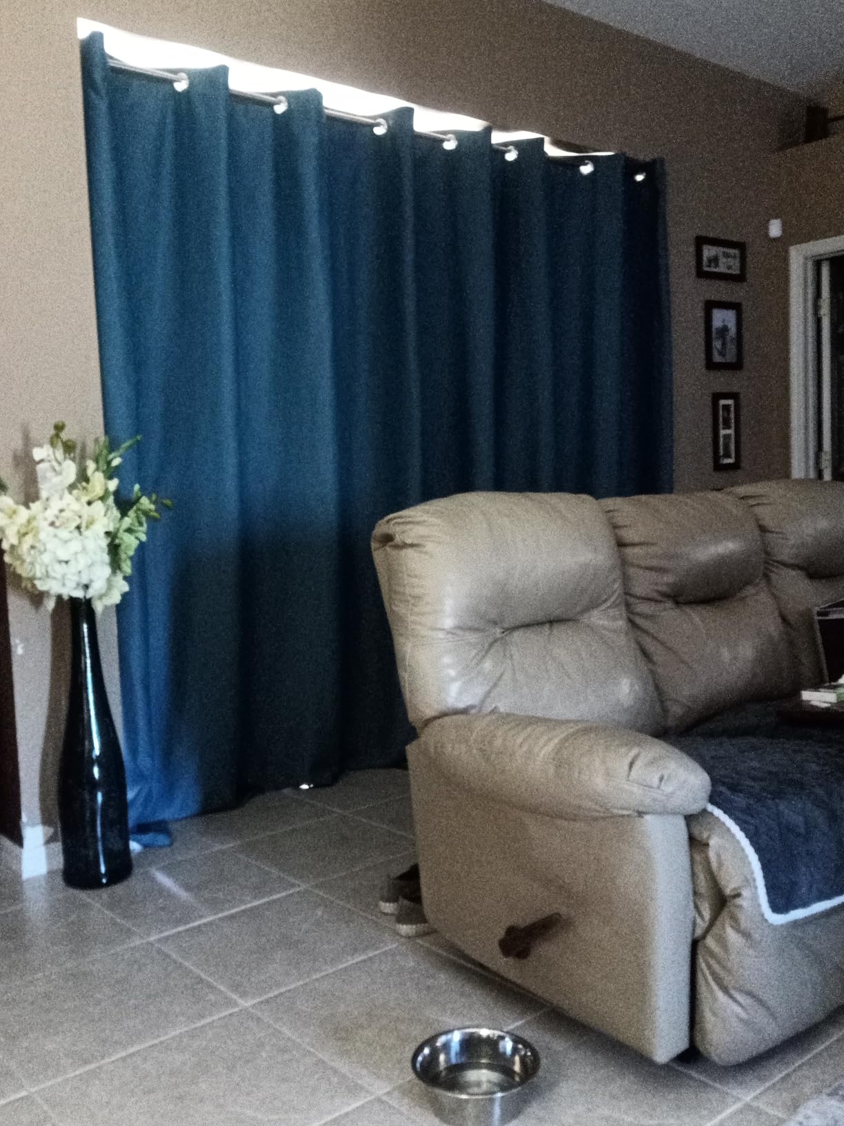 RYB HOME Blackout Thermal Insulated Blind Curtains, Noise Reduce Barrier for Nursery, Portable Curtain for Sliding Glass Door/Storage/Space Room Divider, 7 ft Tall x 8.3 ft Wide, Black, 1 Panel customer photo 1