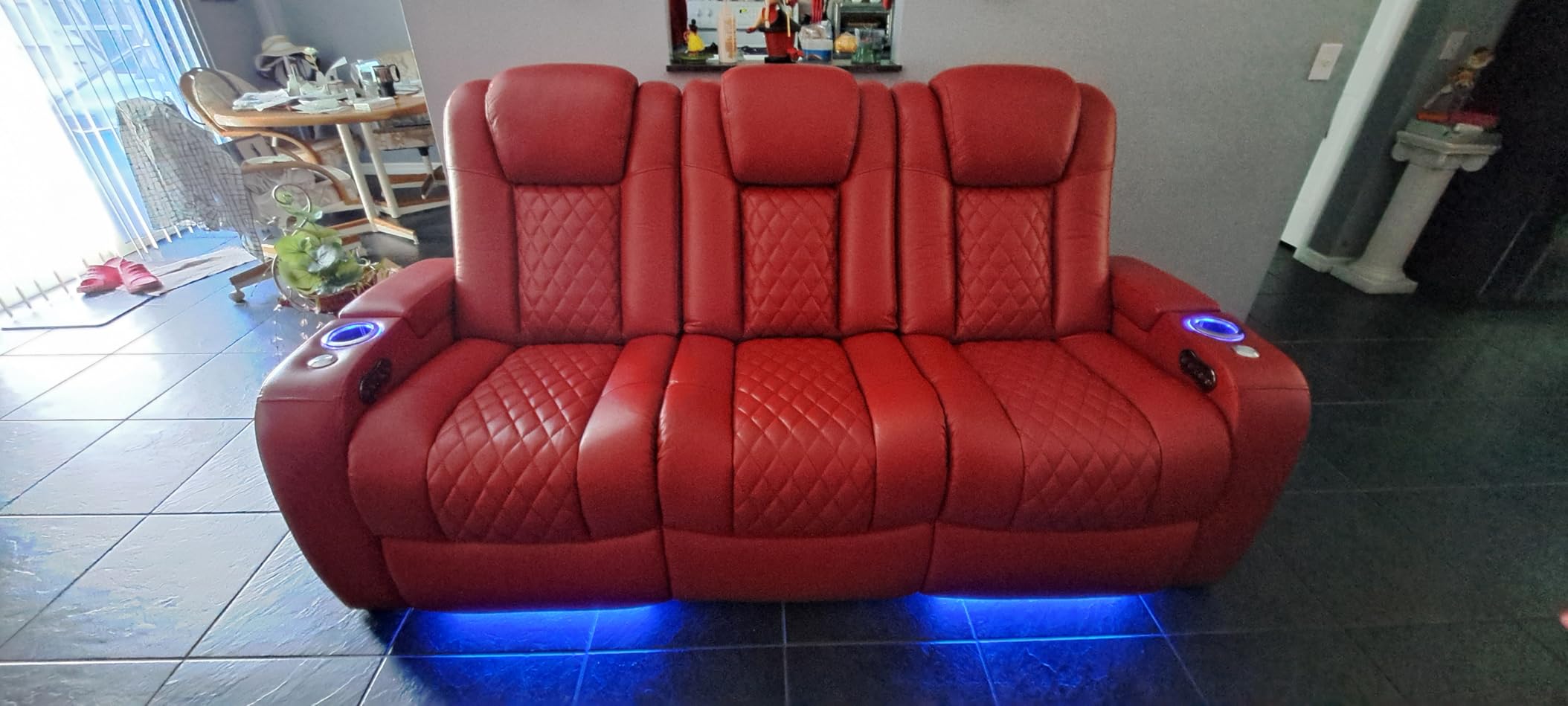 Seatcraft Anthem Home Theater Seating - Italian Leather - Power Recline Sofa - Fold-Down Table - Powered Headrests - Arm Storage - USB Charging - Cup Holders customer photo 1