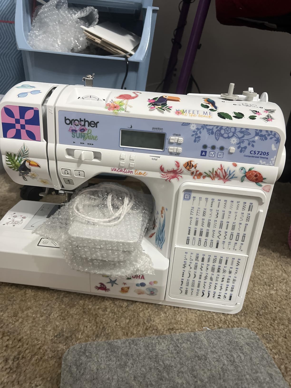 Brother CS7205 Computerized Machine, 150 Built Stitches, 1 Font, Wide Table, 11 Sewing Feet, White customer photo 2