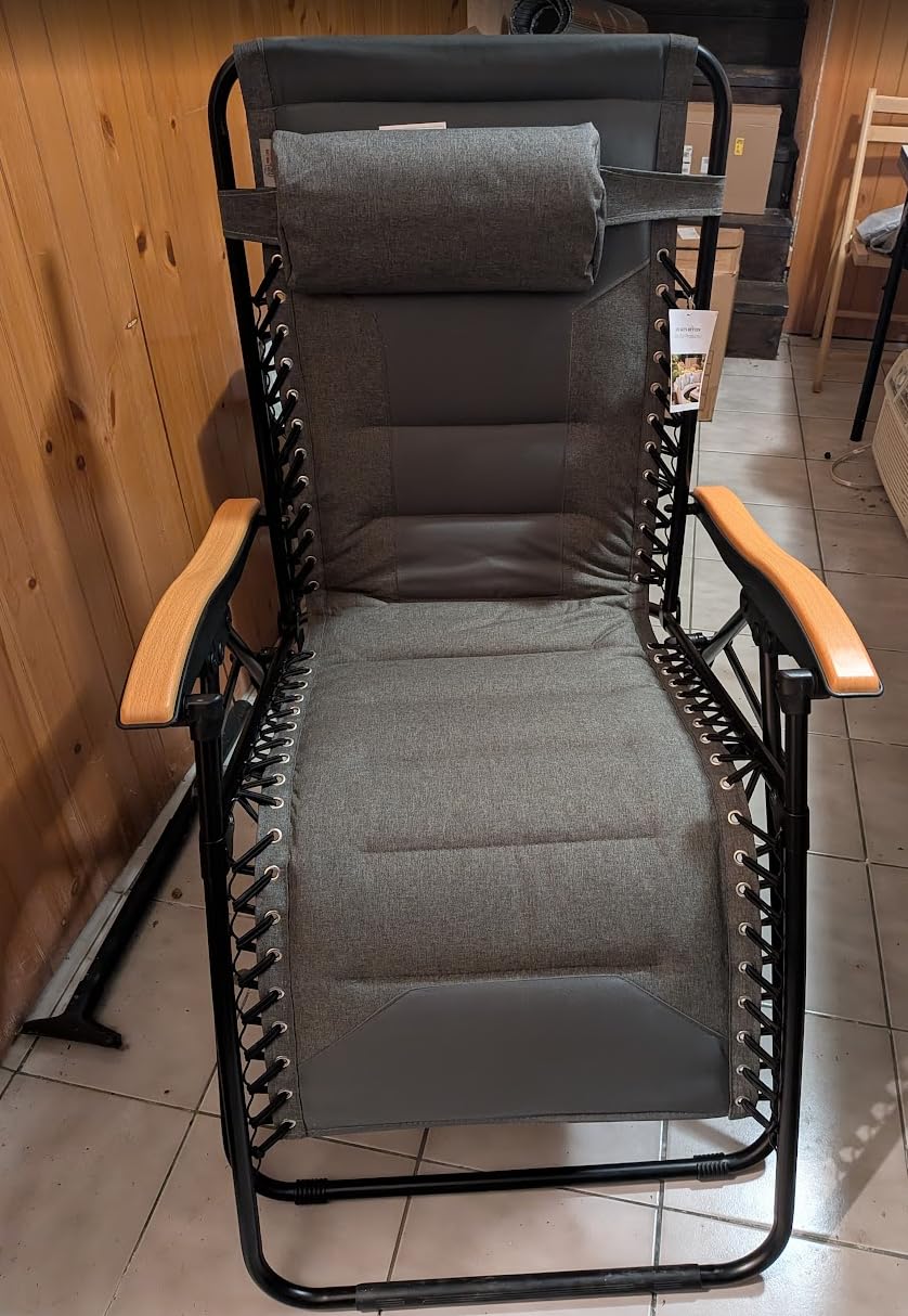 PHI VILLA XXL Oversized Padded Zero Gravity Chair, Foldable Patio Recliner, 30