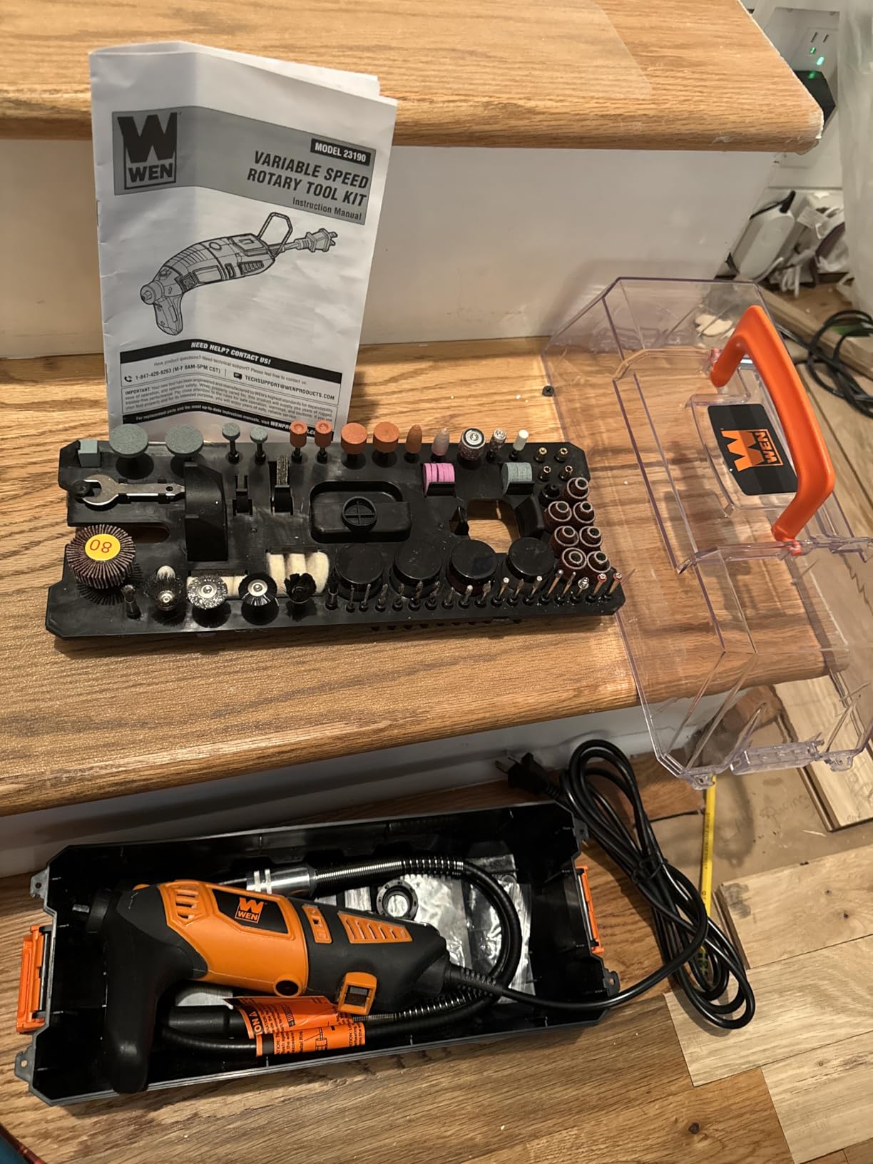 WEN 23190 1.3-Amp Variable Speed Steady-Grip Rotary Tool with 190-Piece Accessory Kit, Flex Shaft, and Carrying Case, Multicolor customer photo 1